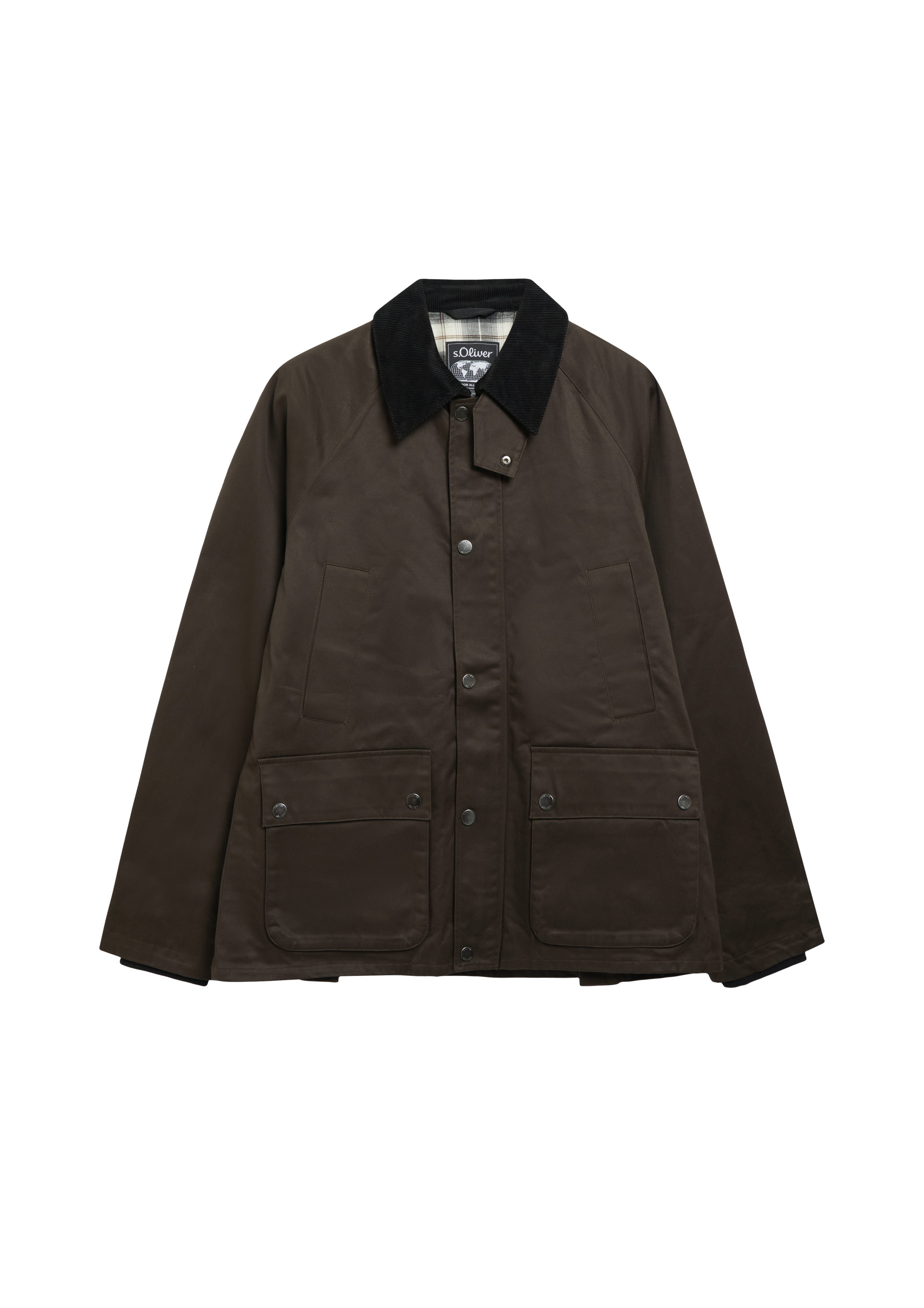 Gewaxte katoenen jas met corduroy kraag