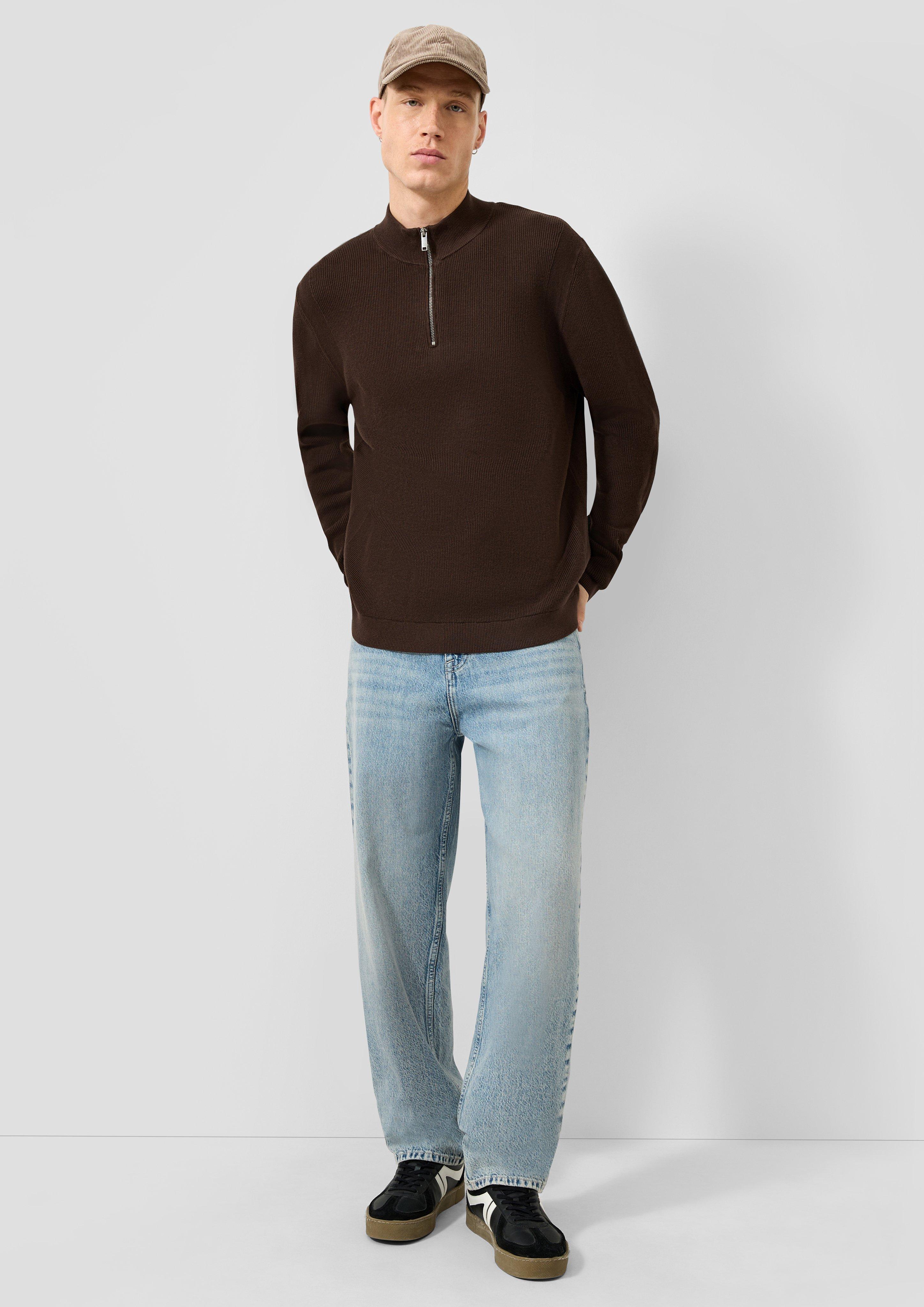 Hommes Pull en tricot en brun de QS