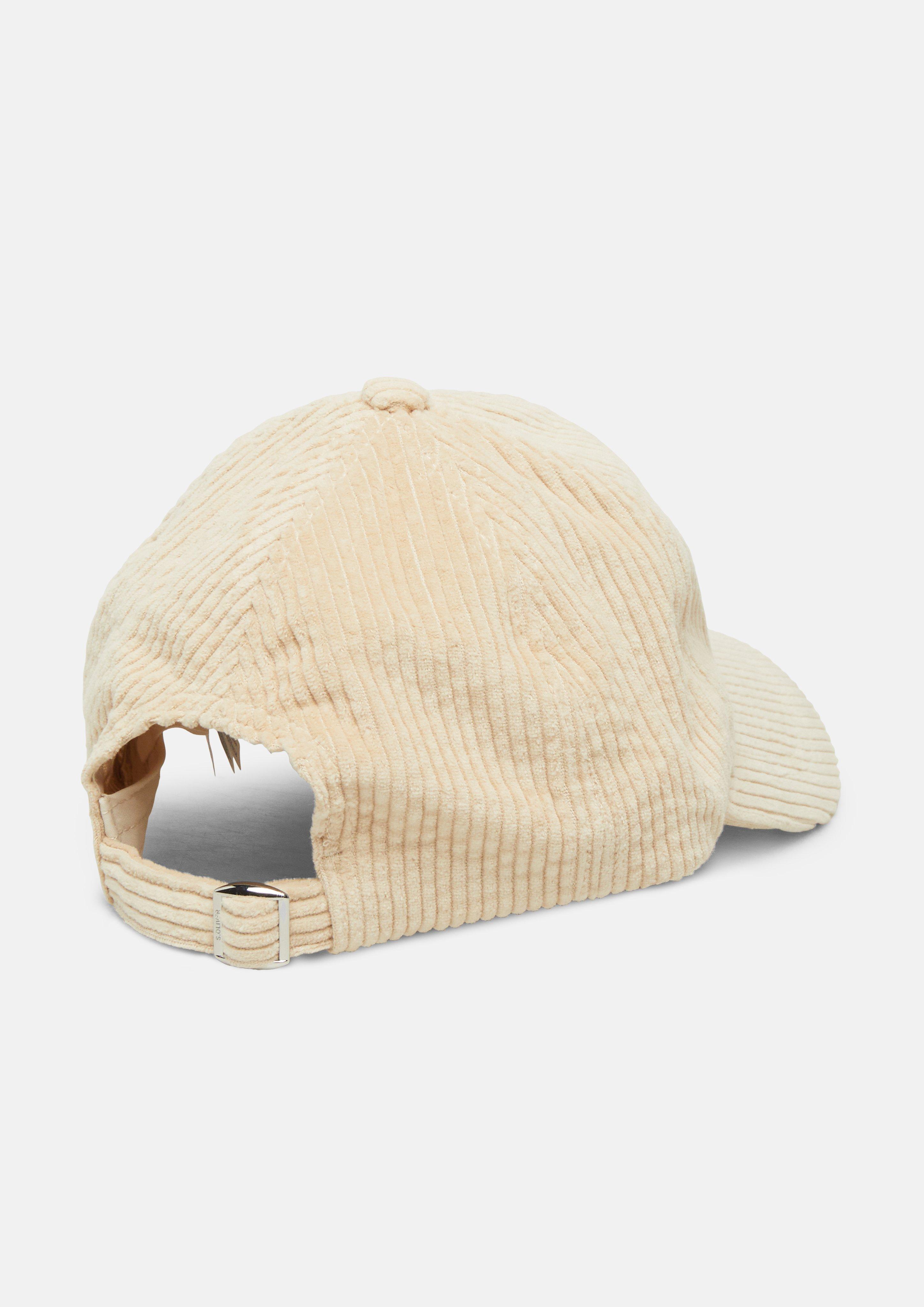 Damen Kappe aus Cord mit Stickerei und D-Ring-Schließe in beige von s.Oliver