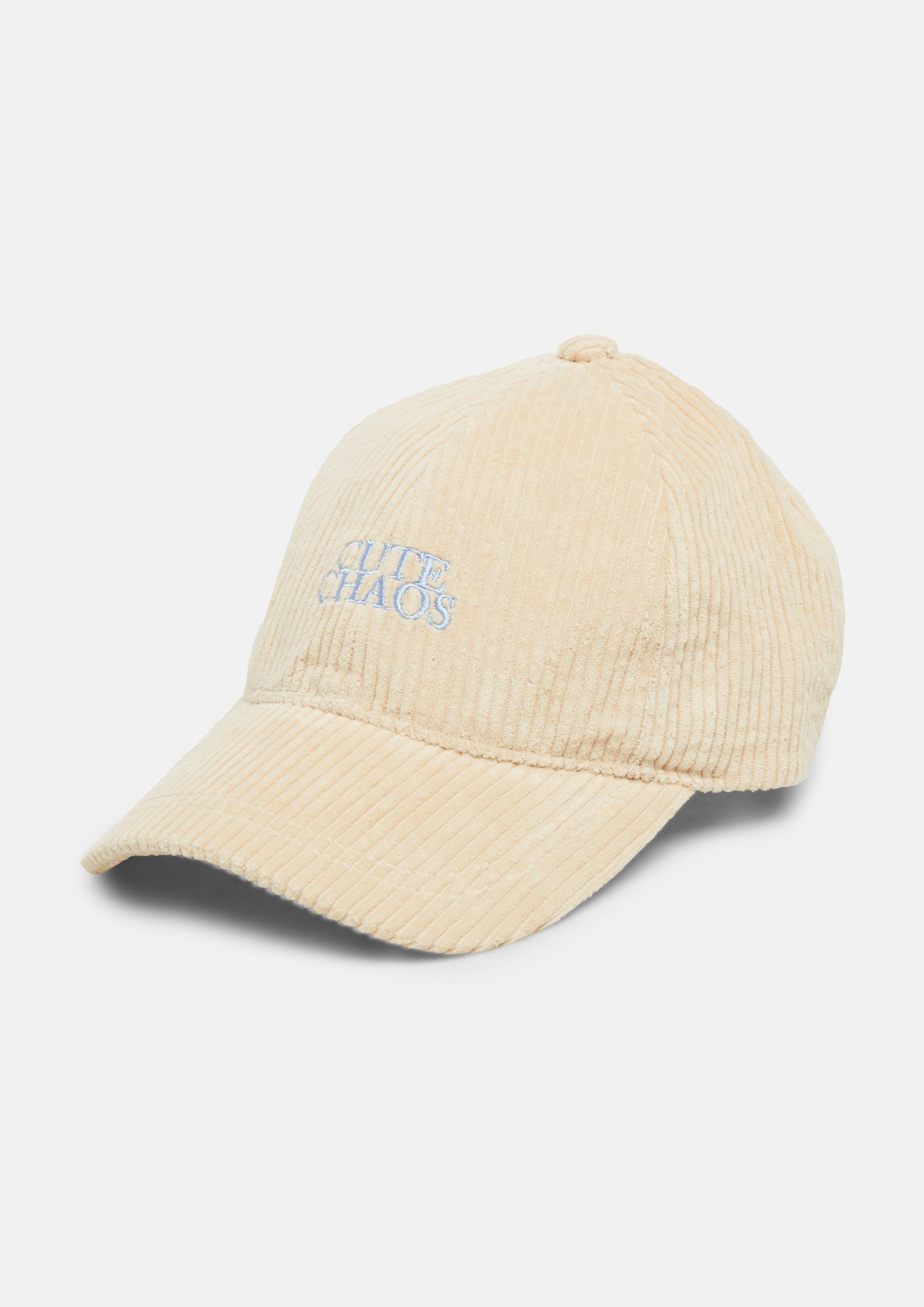 Kappe aus Cord mit Stickerei und D-Ring-Schließe in Farbe beige von s.Oliver