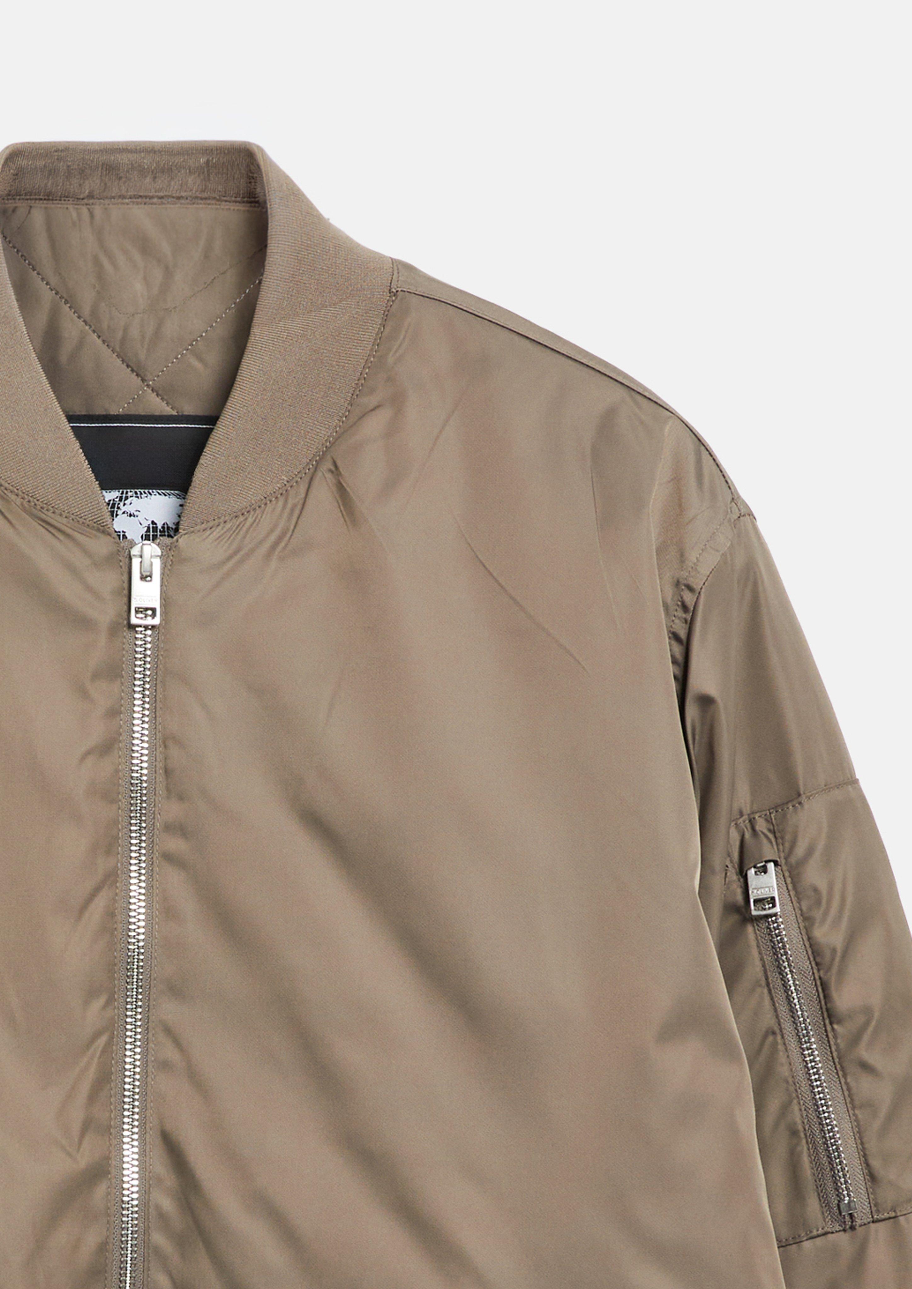 Herren Nylon-Blouson mit Zip-Details in braun von s.Oliver