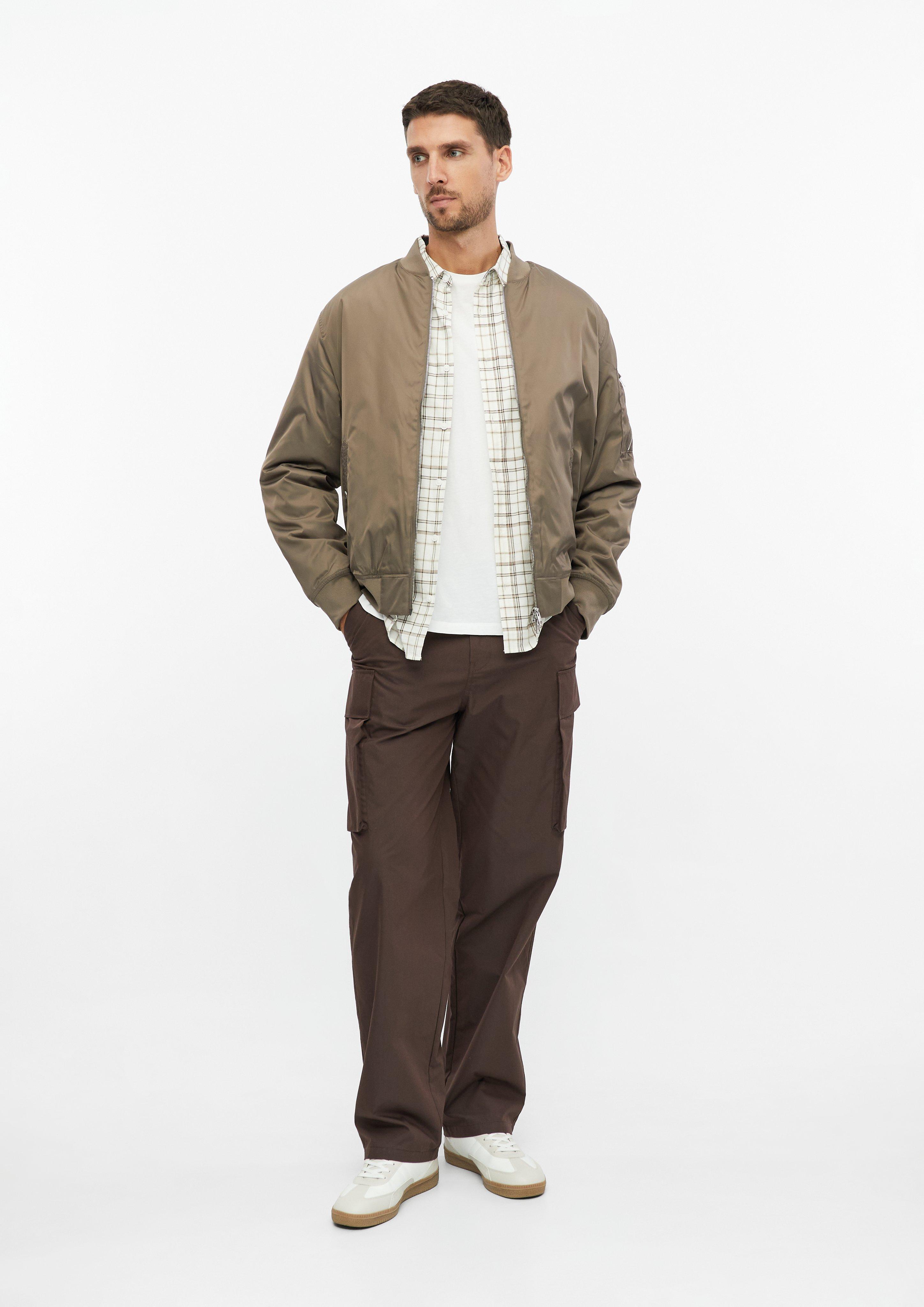 Herren Nylon-Blouson mit Zip-Details in braun von s.Oliver