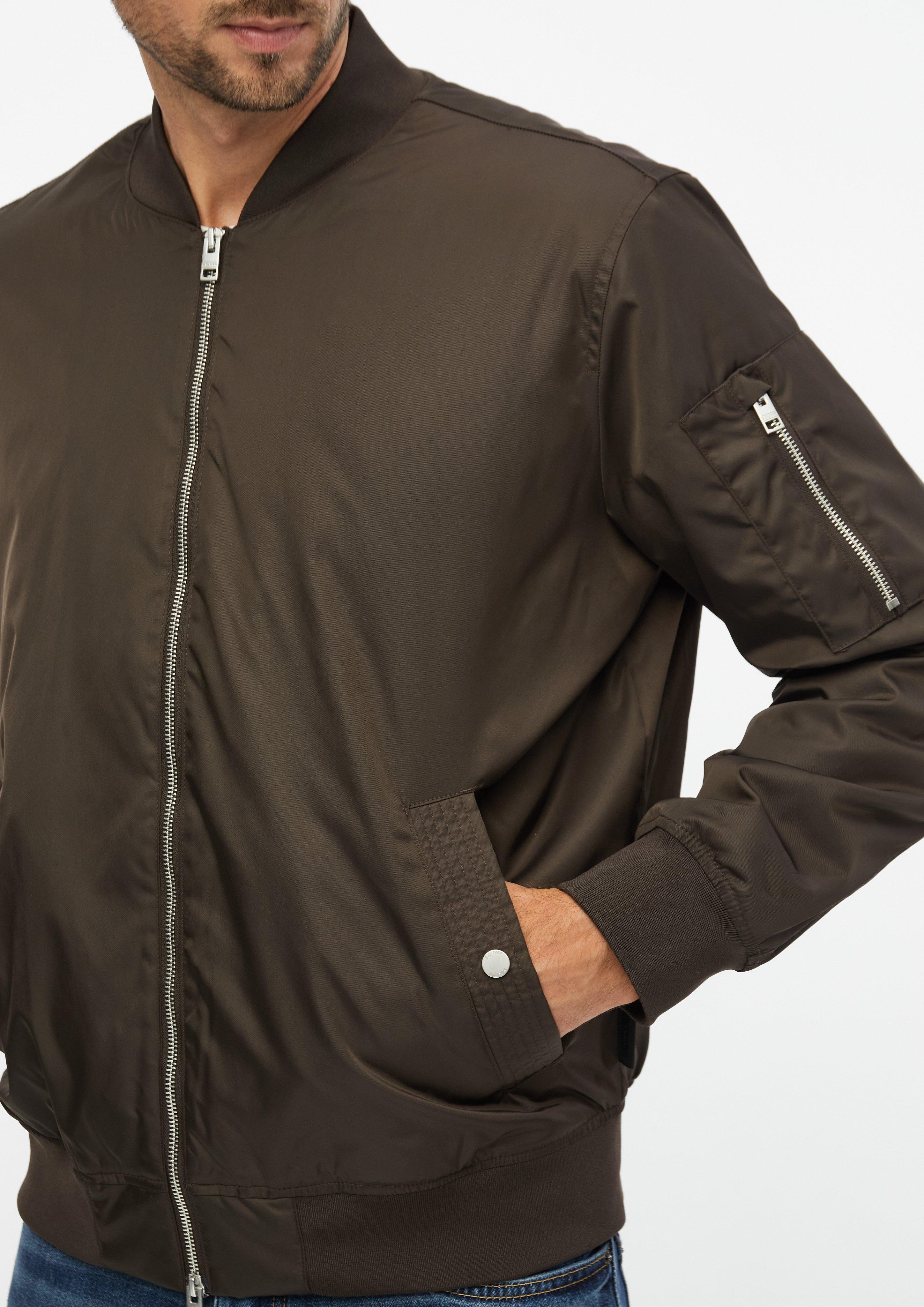 Herren Nylon-Blouson mit Zip-Details in braun von s.Oliver