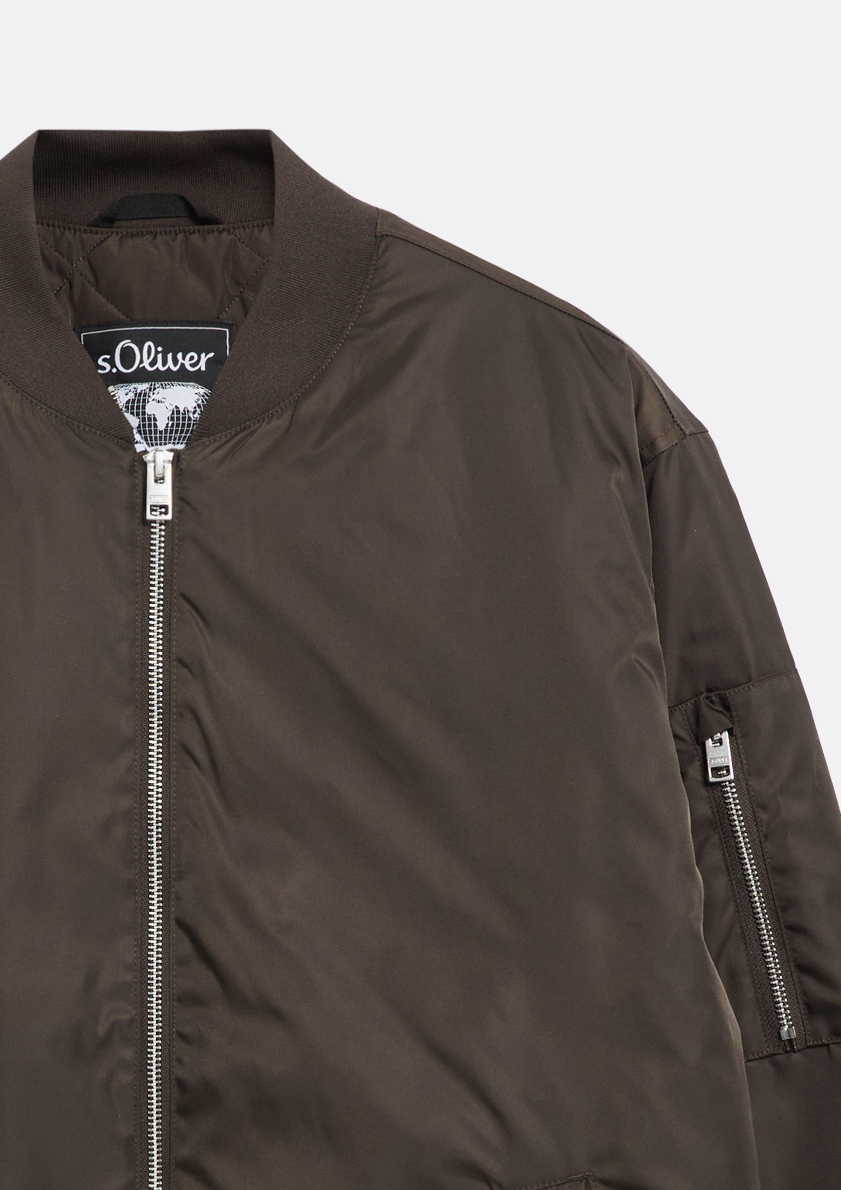 Herren Nylon-Blouson mit Zip-Details in braun von s.Oliver
