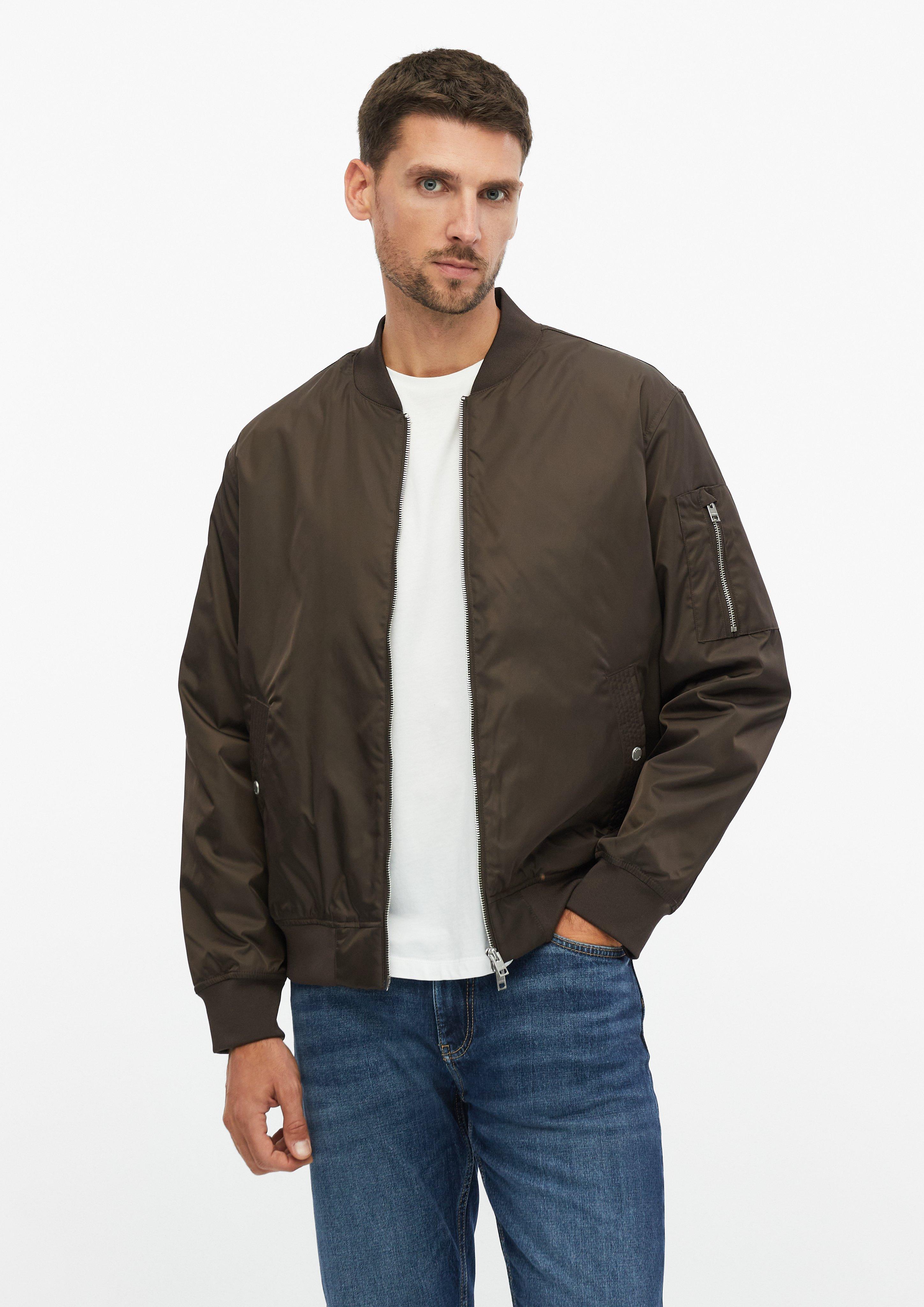 Herren Nylon-Blouson mit Zip-Details in braun von s.Oliver