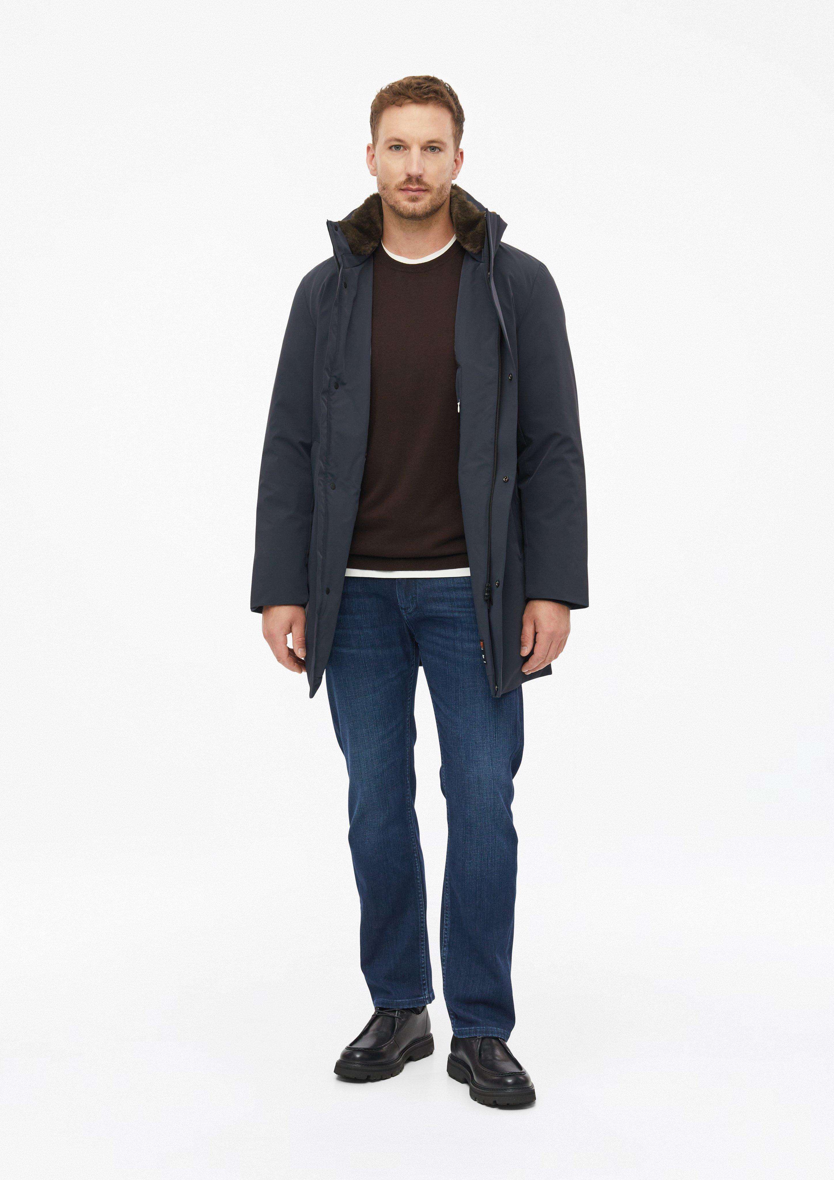 Men High-quality parka with faux fur and Thermore® insulation in blue by s.Oliver BLACK LABEL