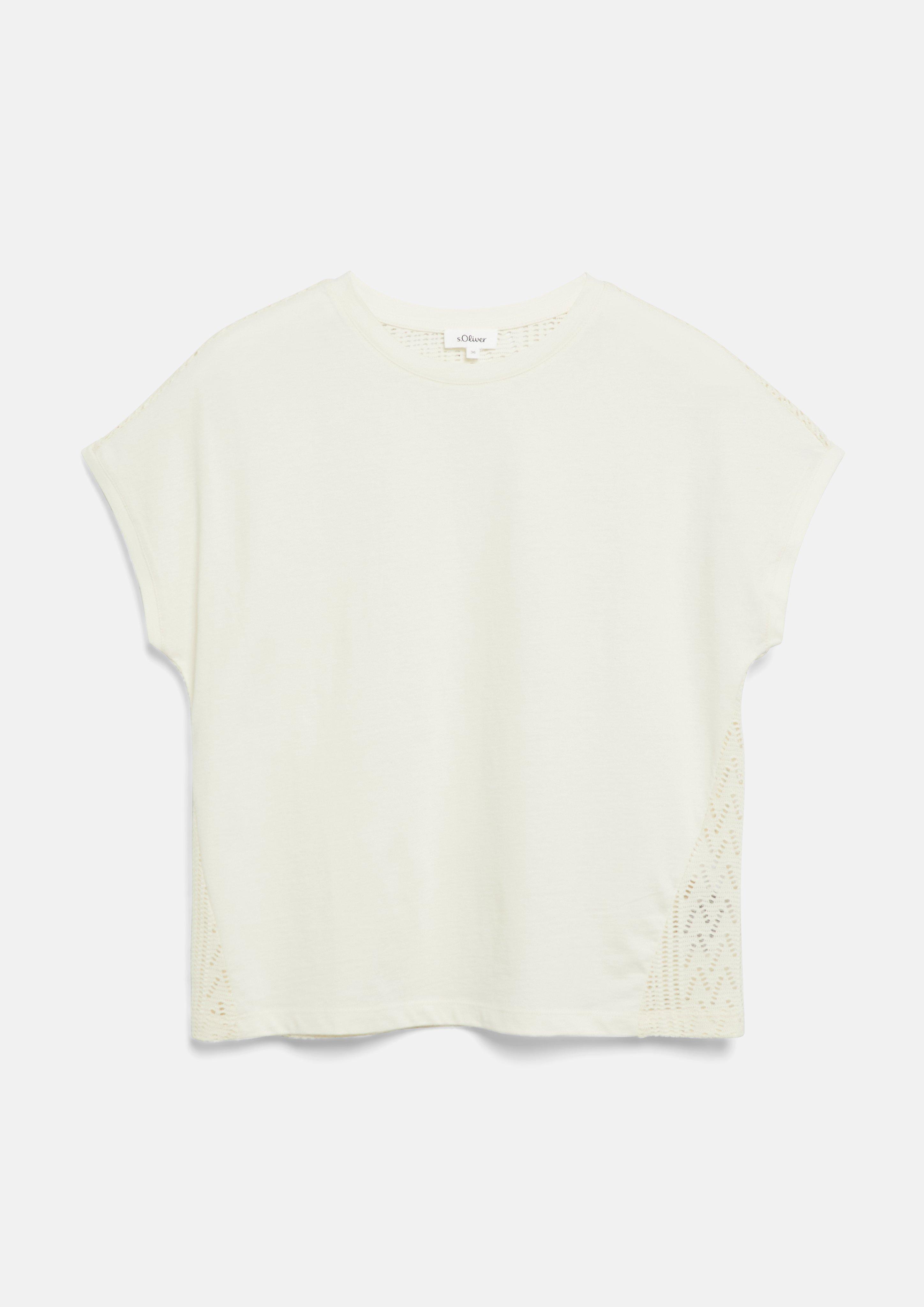 Damen Fabricmix-T-Shirt mit Ajourjersey in  von s.Oliver