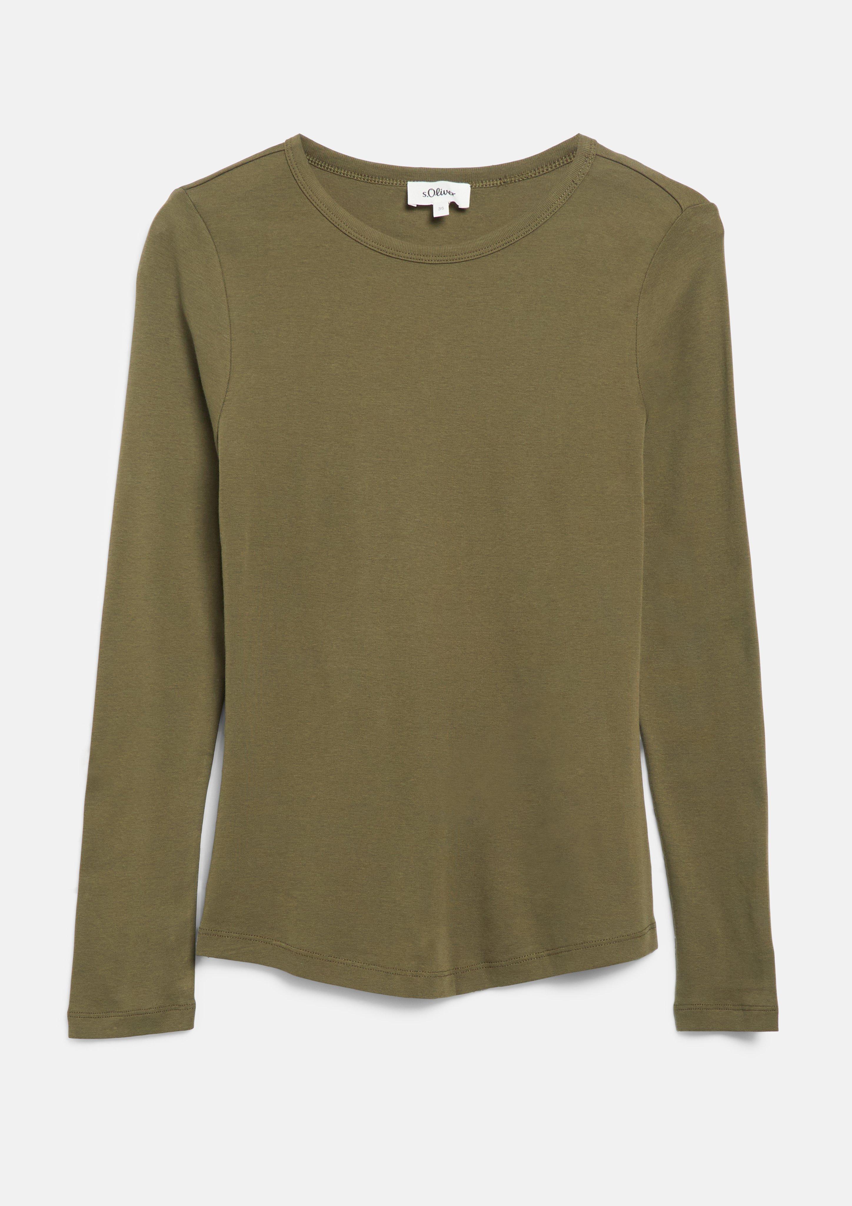Longsleeve im Slim Fit in Farbe olivgrün von s.Oliver