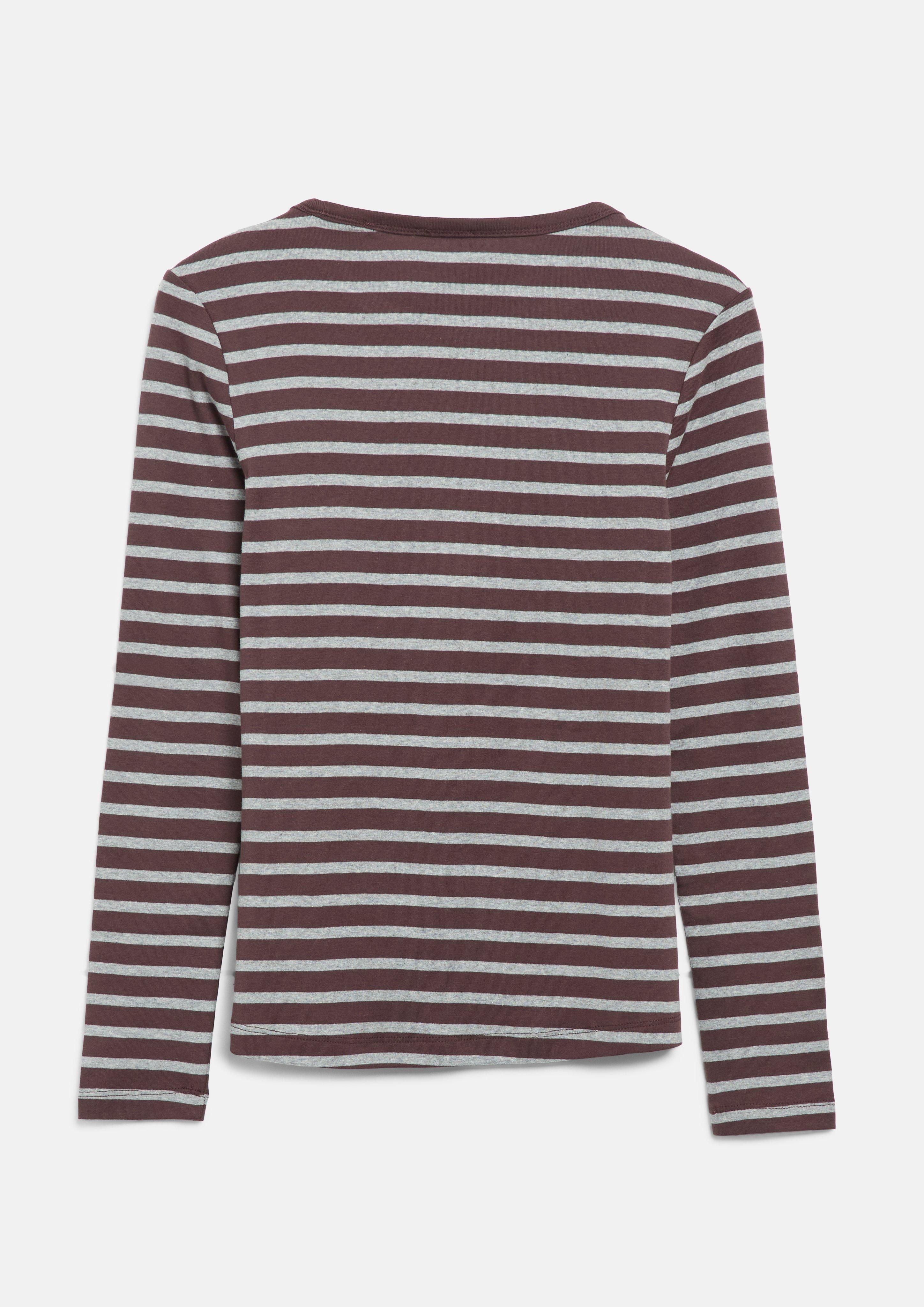 Femmes T-shirt à manches longues rayé, coupe ajustée en rouge de s.Oliver