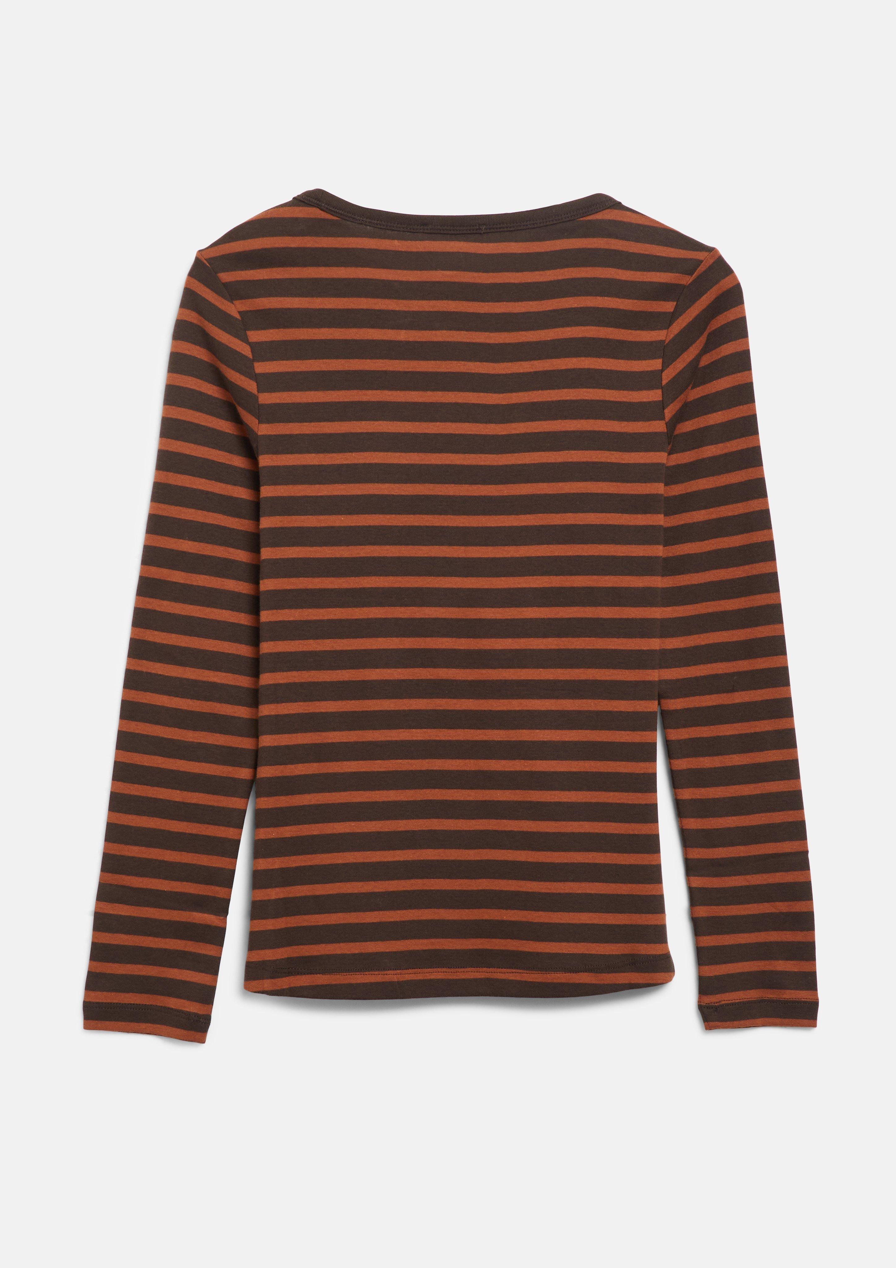 Femmes T-shirt à manches longues rayé, coupe ajustée en orange de s.Oliver
