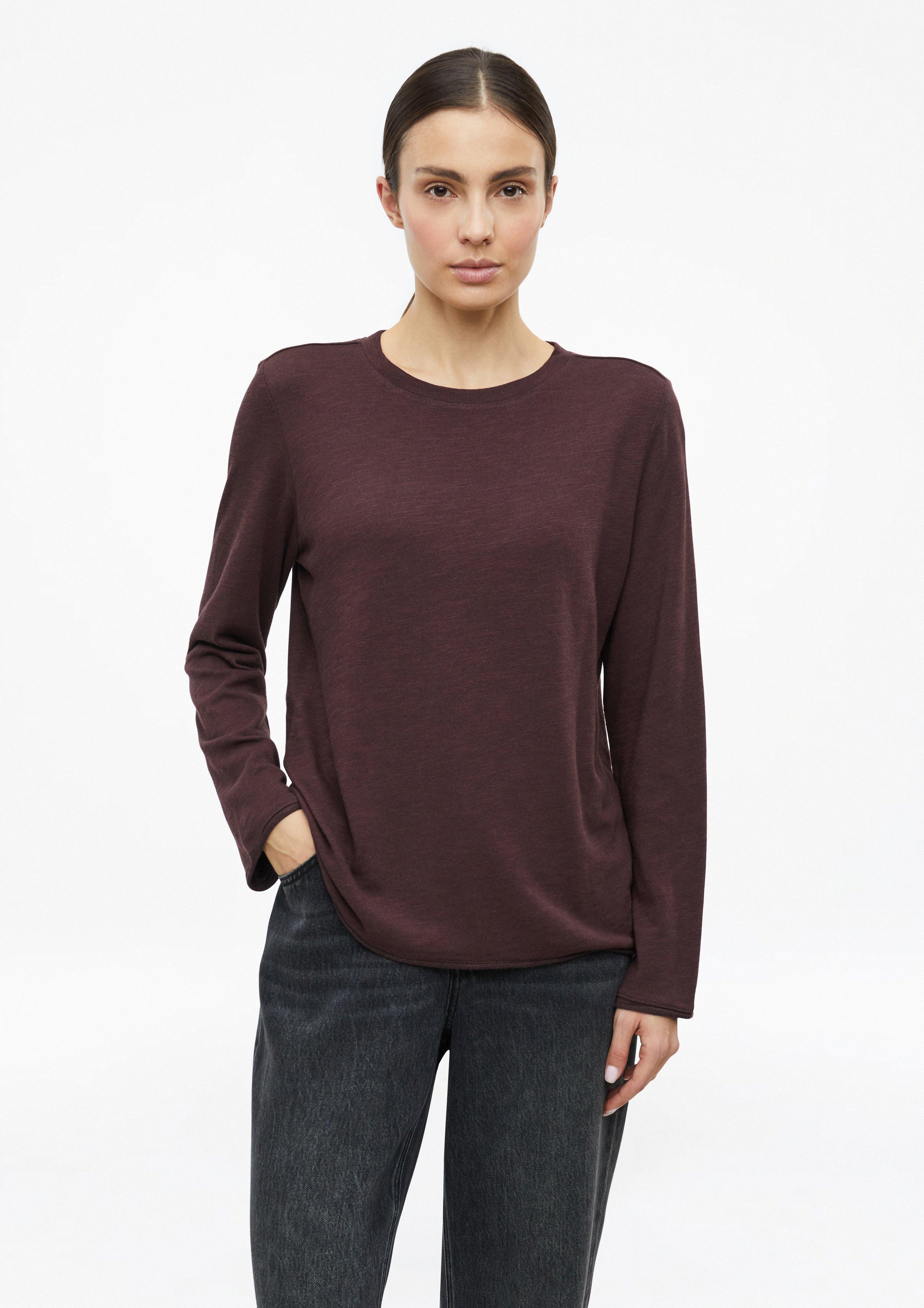 Langarm-Shirt mit Rollsaum in Farbe bordeaux von s.Oliver