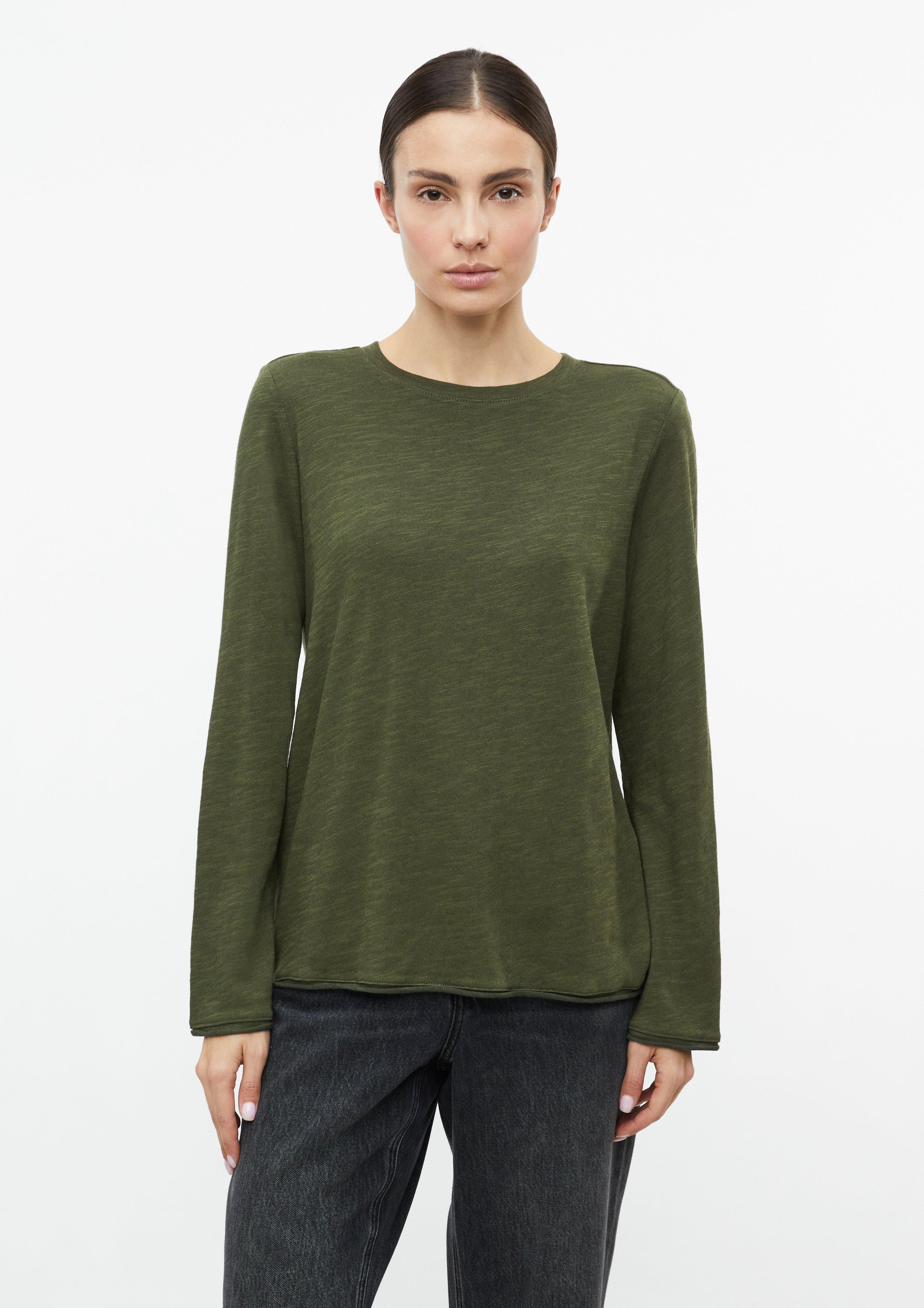 T-shirt à manches longues avec ourlet roulé en vert olive de s.Oliver