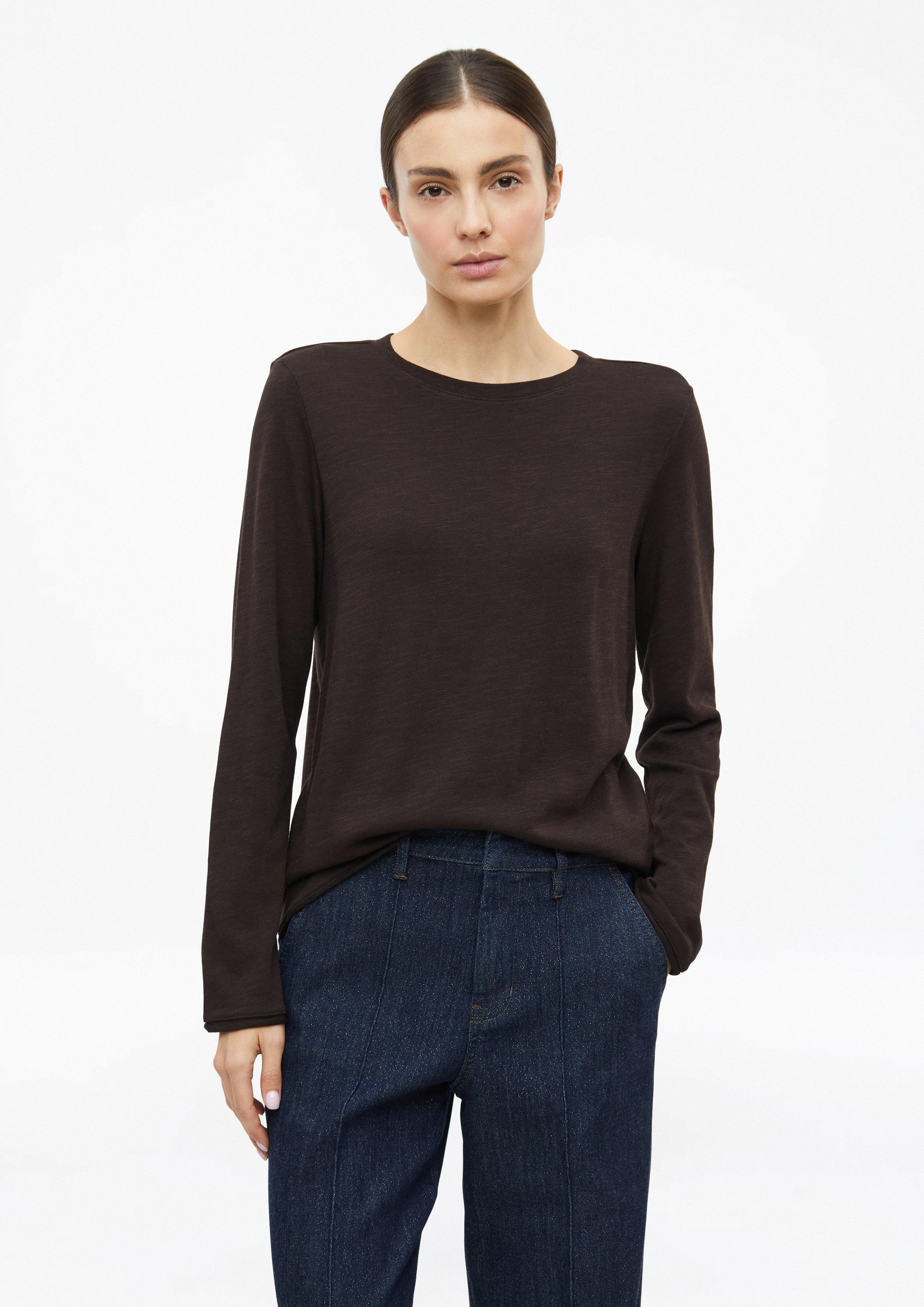 Langarm-Shirt mit Rollsaum in Farbe dunkelbraun von s.Oliver