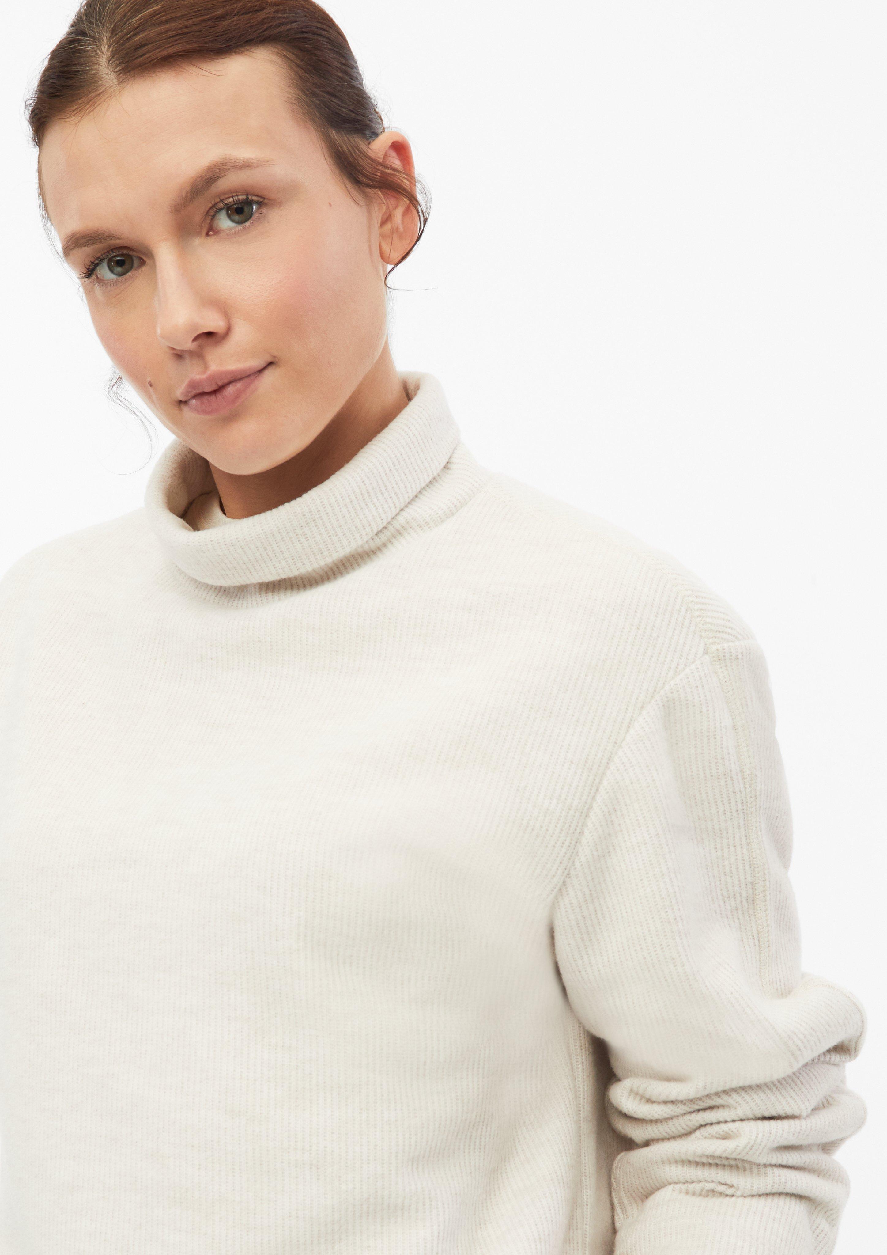 Women Soft Sweatshirt with a Stand-Up Collar in beige by s.Oliver