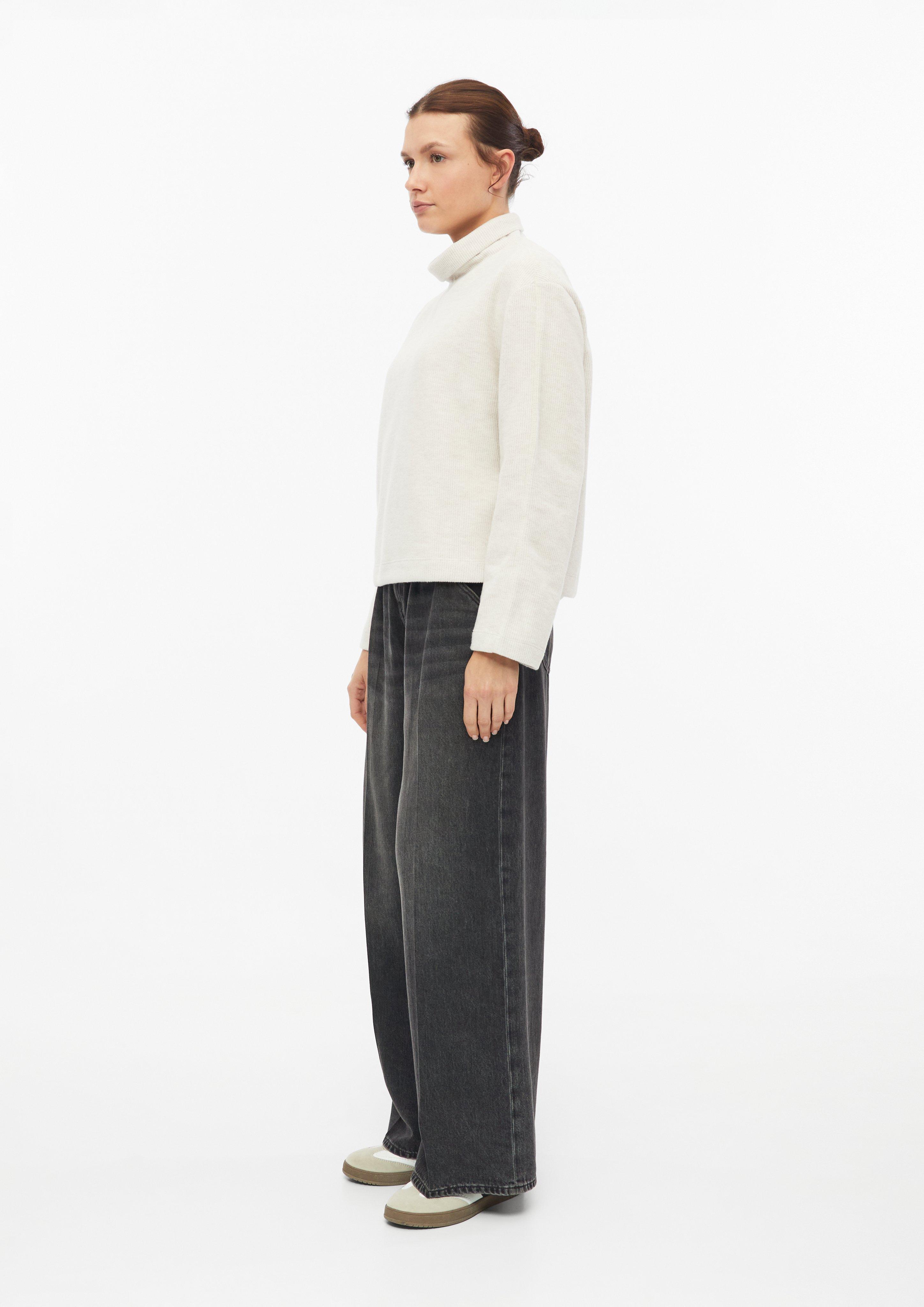 Women Soft Sweatshirt with a Stand-Up Collar in beige by s.Oliver