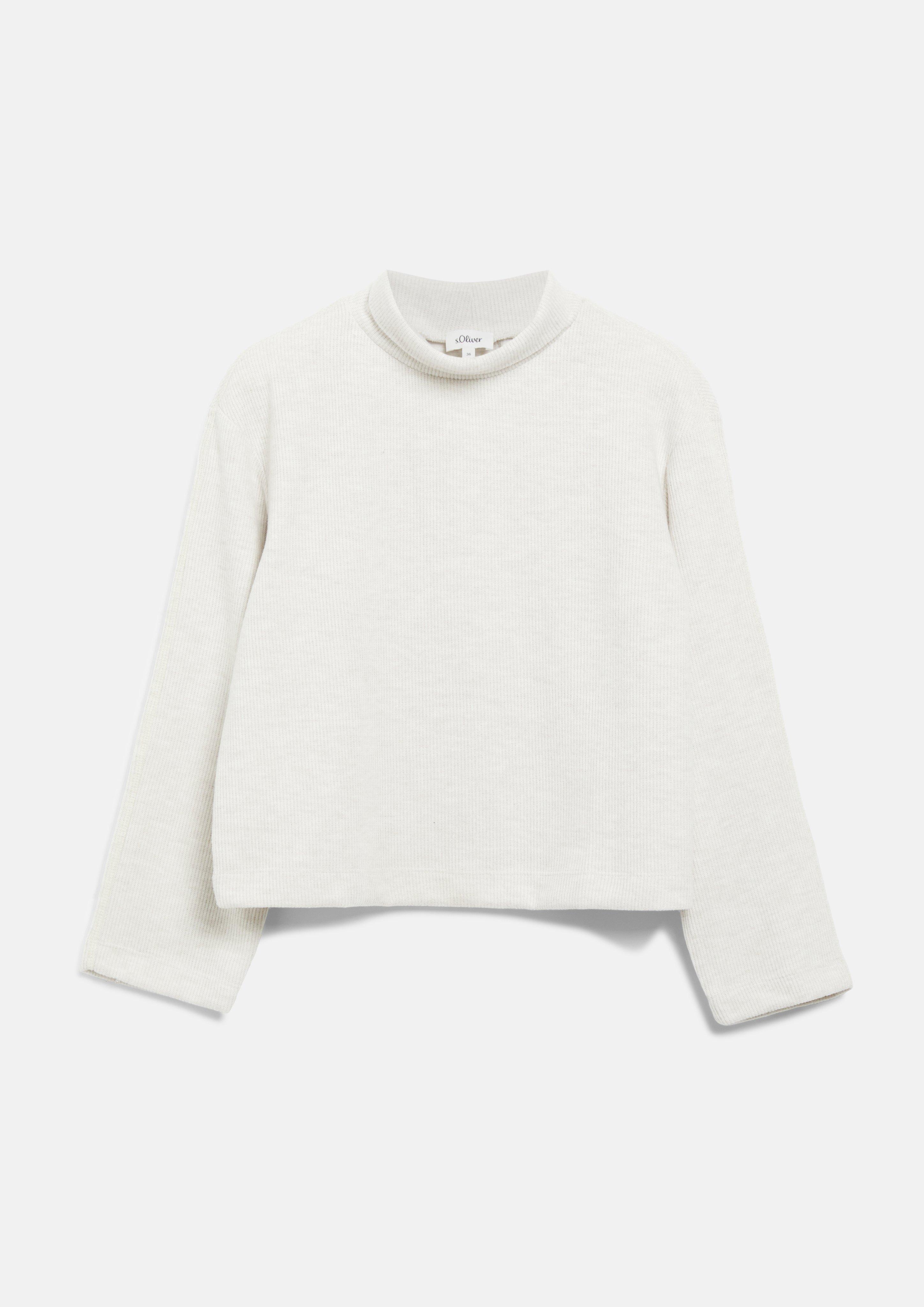 Weiches Sweatshirt mit Stehkragen in Farbe helles beige von s.Oliver