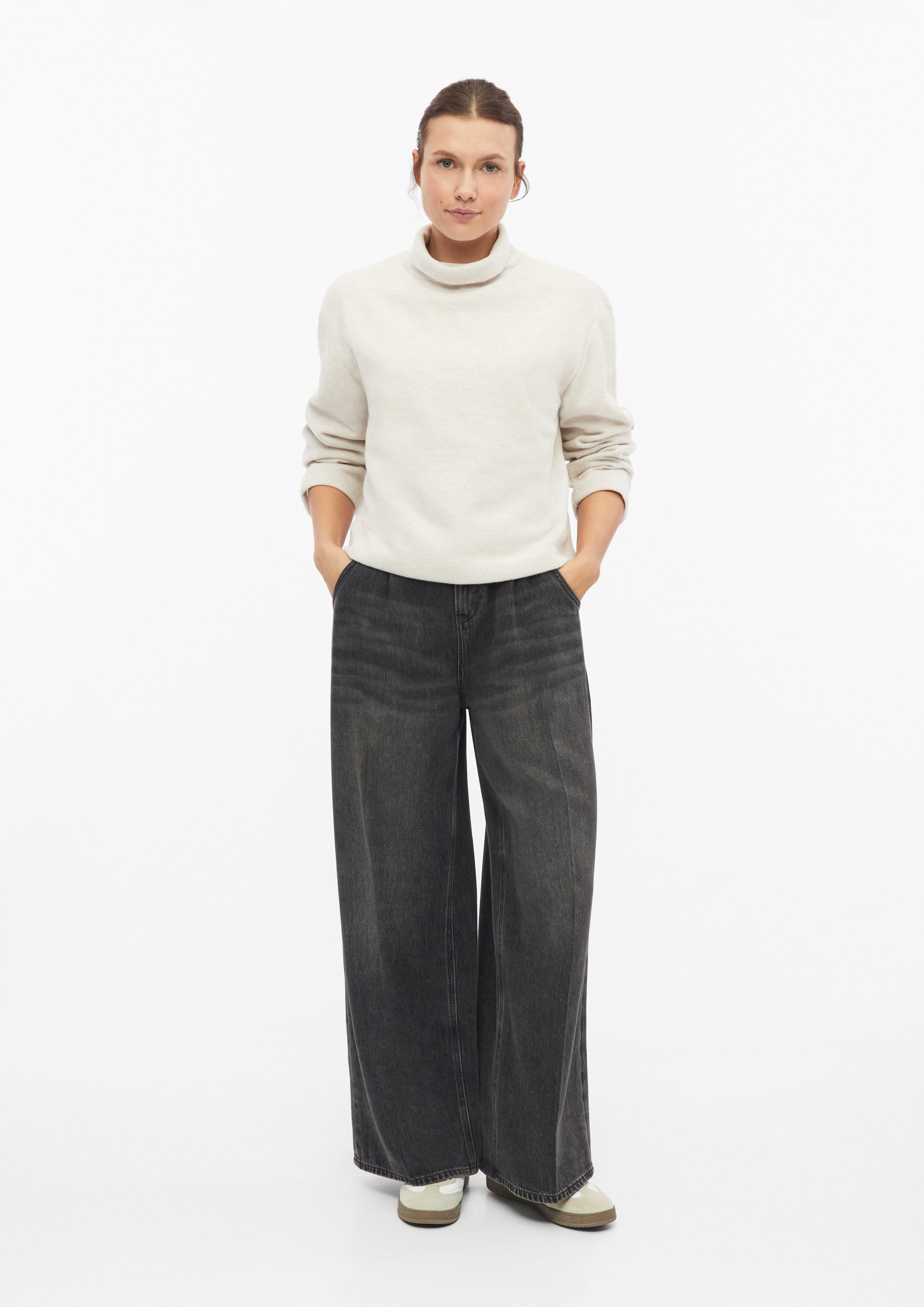 Women Soft Sweatshirt with a Stand-Up Collar in beige by s.Oliver