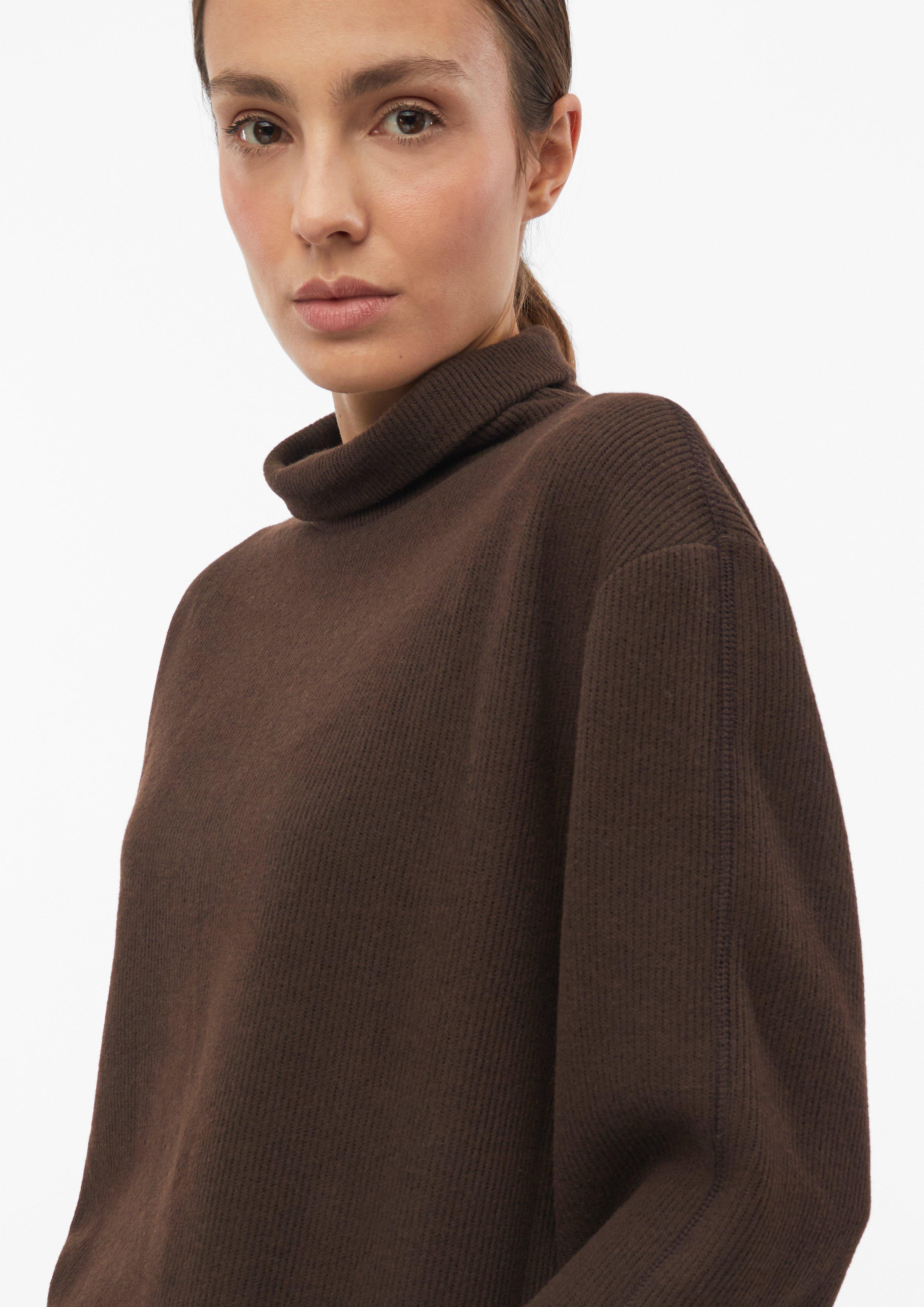 Women Soft Sweatshirt with a Stand-Up Collar in brown by s.Oliver