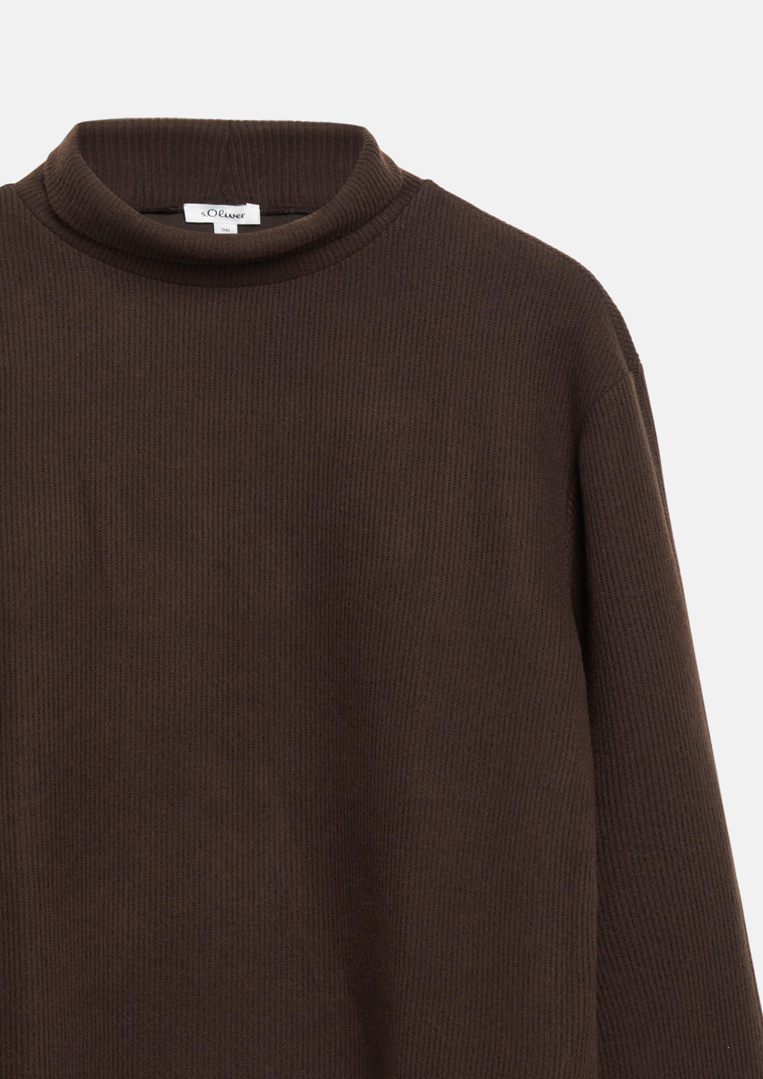 Women Soft Sweatshirt with a Stand-Up Collar in brown by s.Oliver