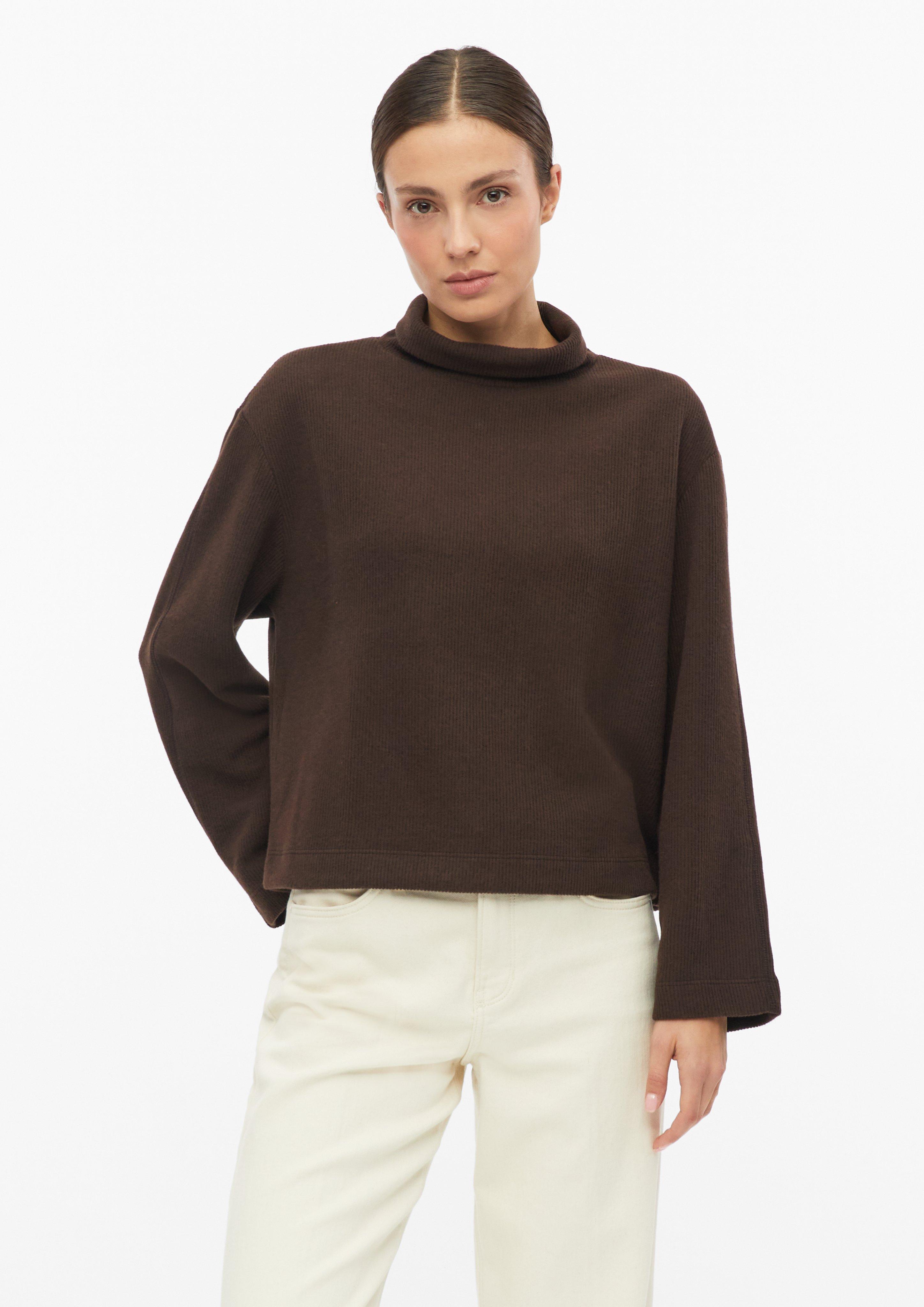 Sweat-shirt doux à col montant en marron foncé de s.Oliver