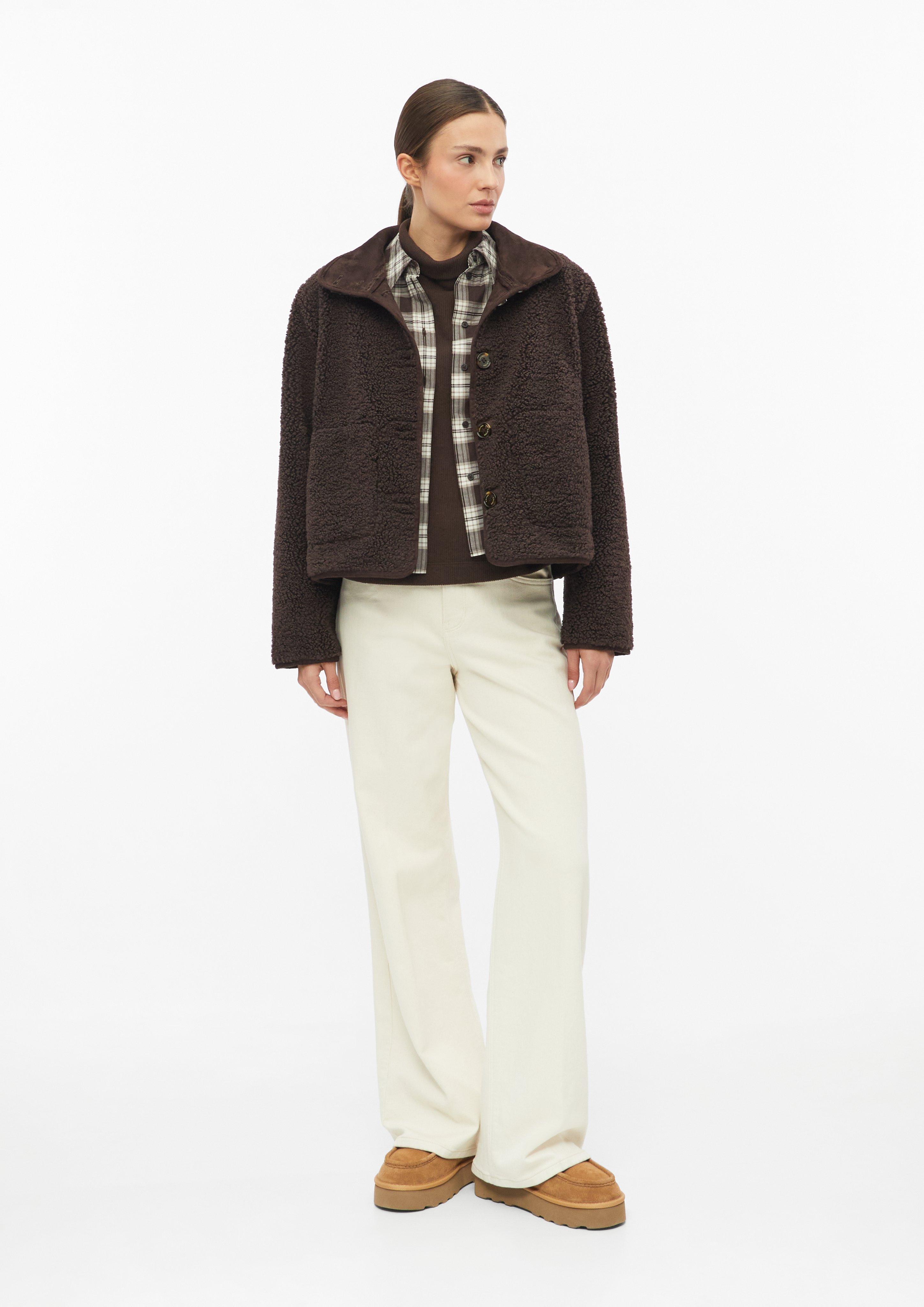 Women Soft Sweatshirt with a Stand-Up Collar in brown by s.Oliver