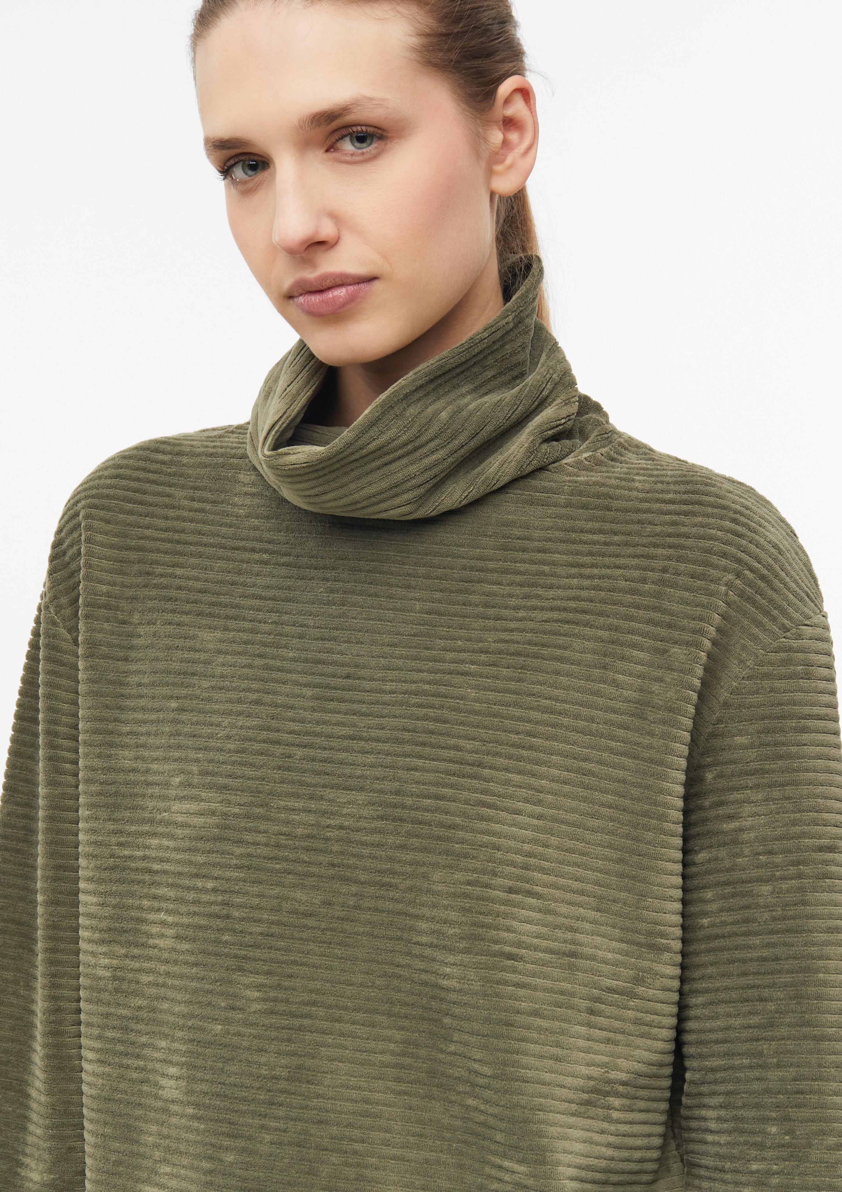 Women Flowy corduroy jersey sweatshirt in olive by s.Oliver