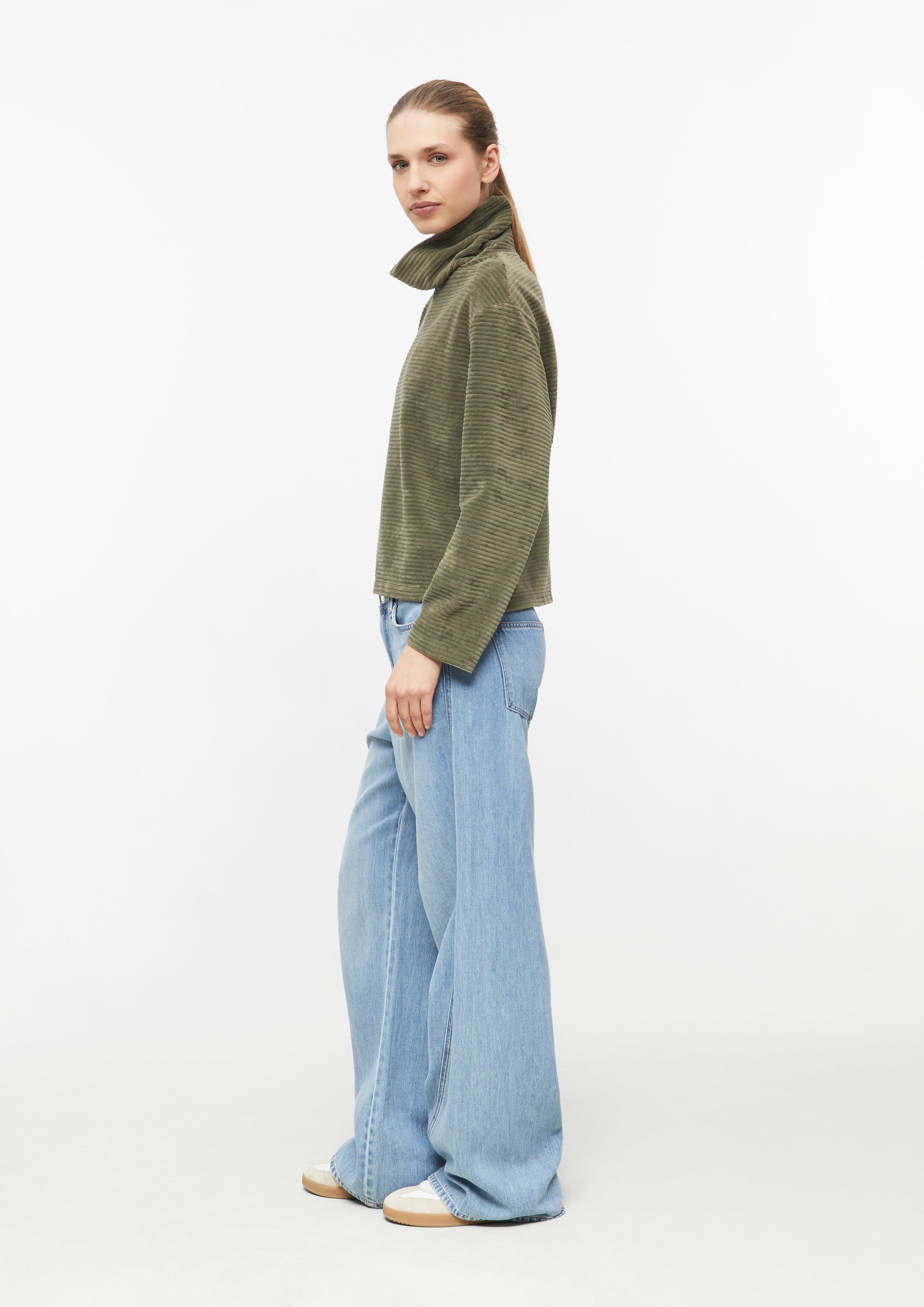 Women Flowy corduroy jersey sweatshirt in olive by s.Oliver