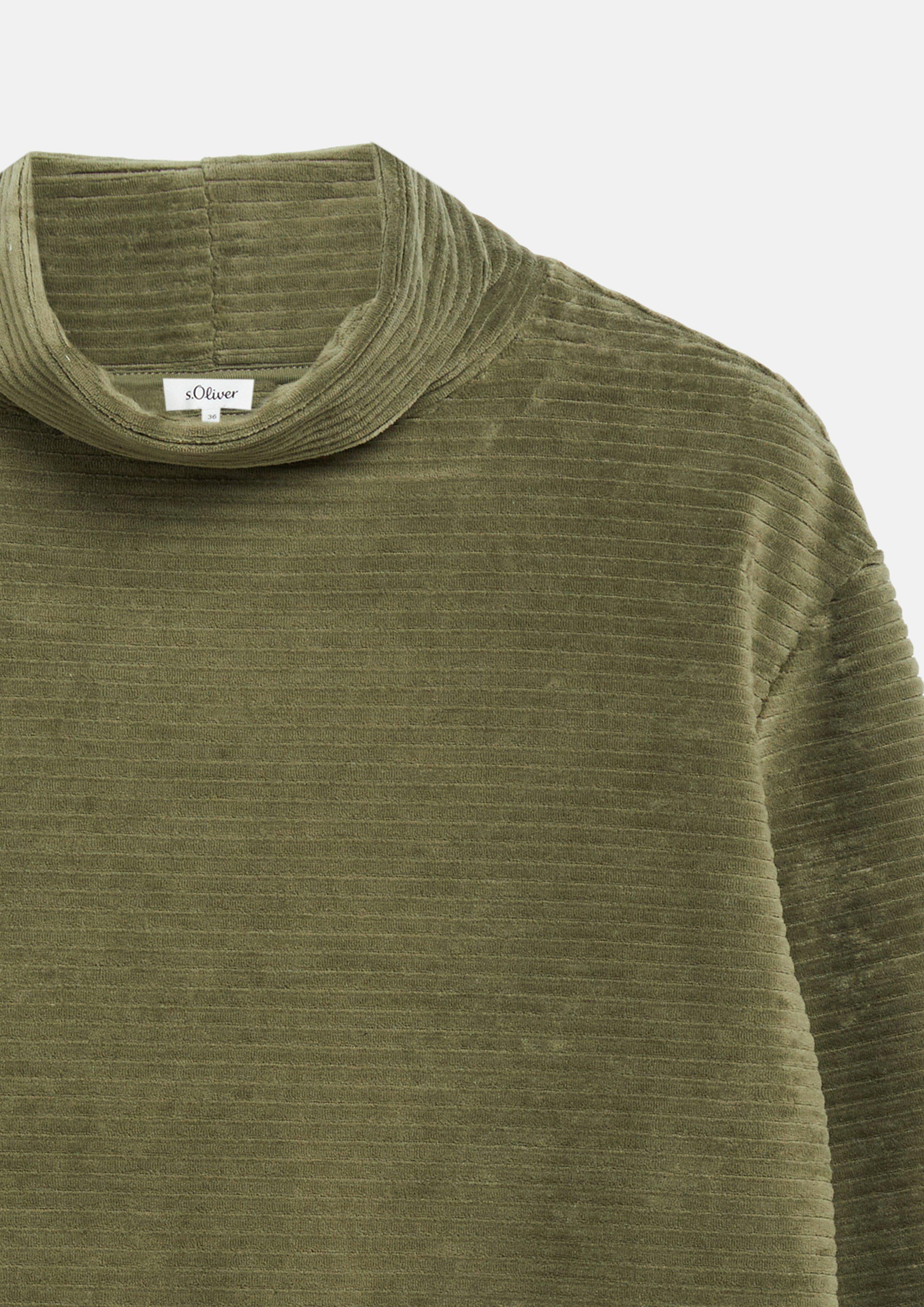 Women Flowy corduroy jersey sweatshirt in olive by s.Oliver