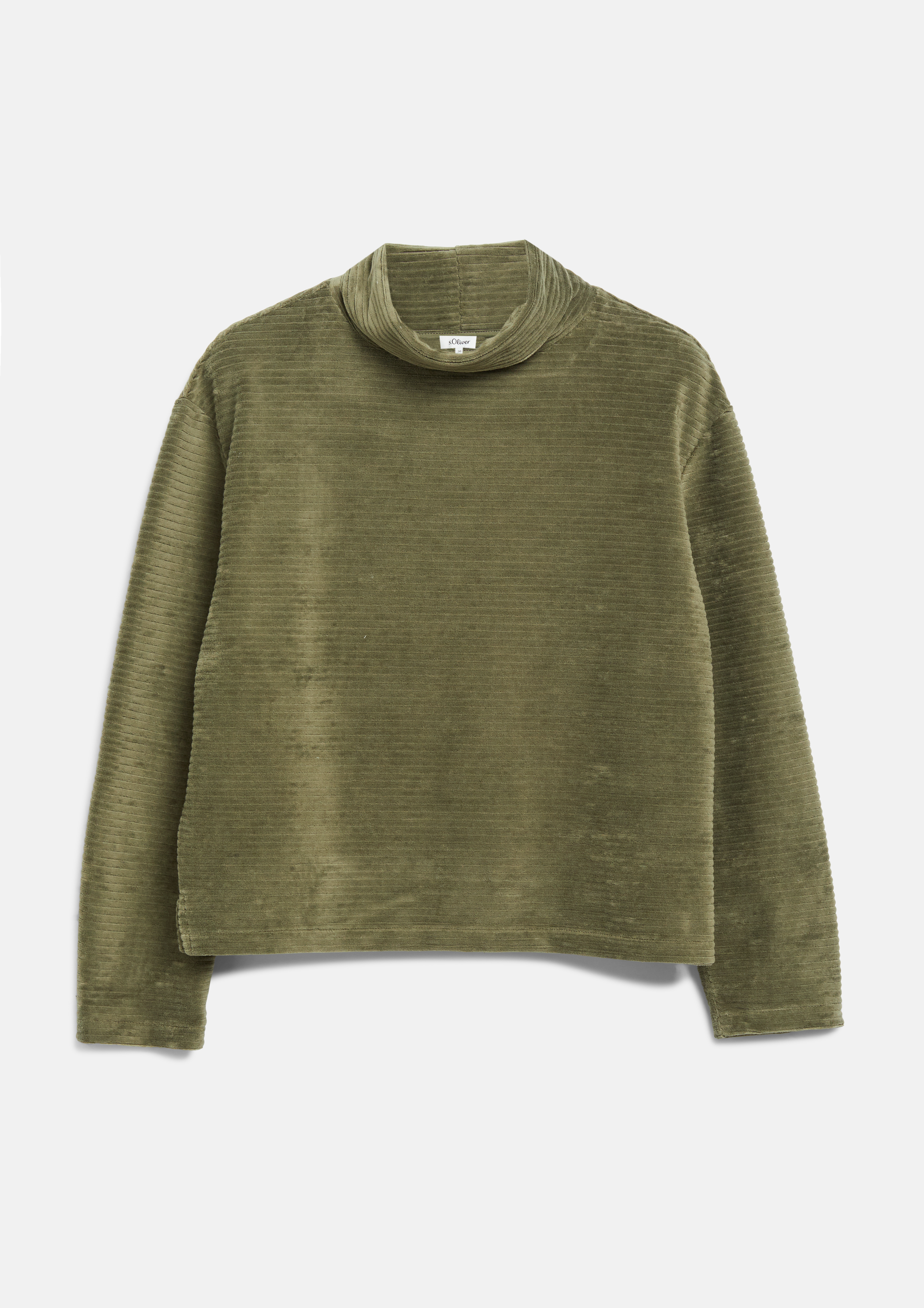 Flowy corduroy jersey sweatshirt in olive by s.Oliver