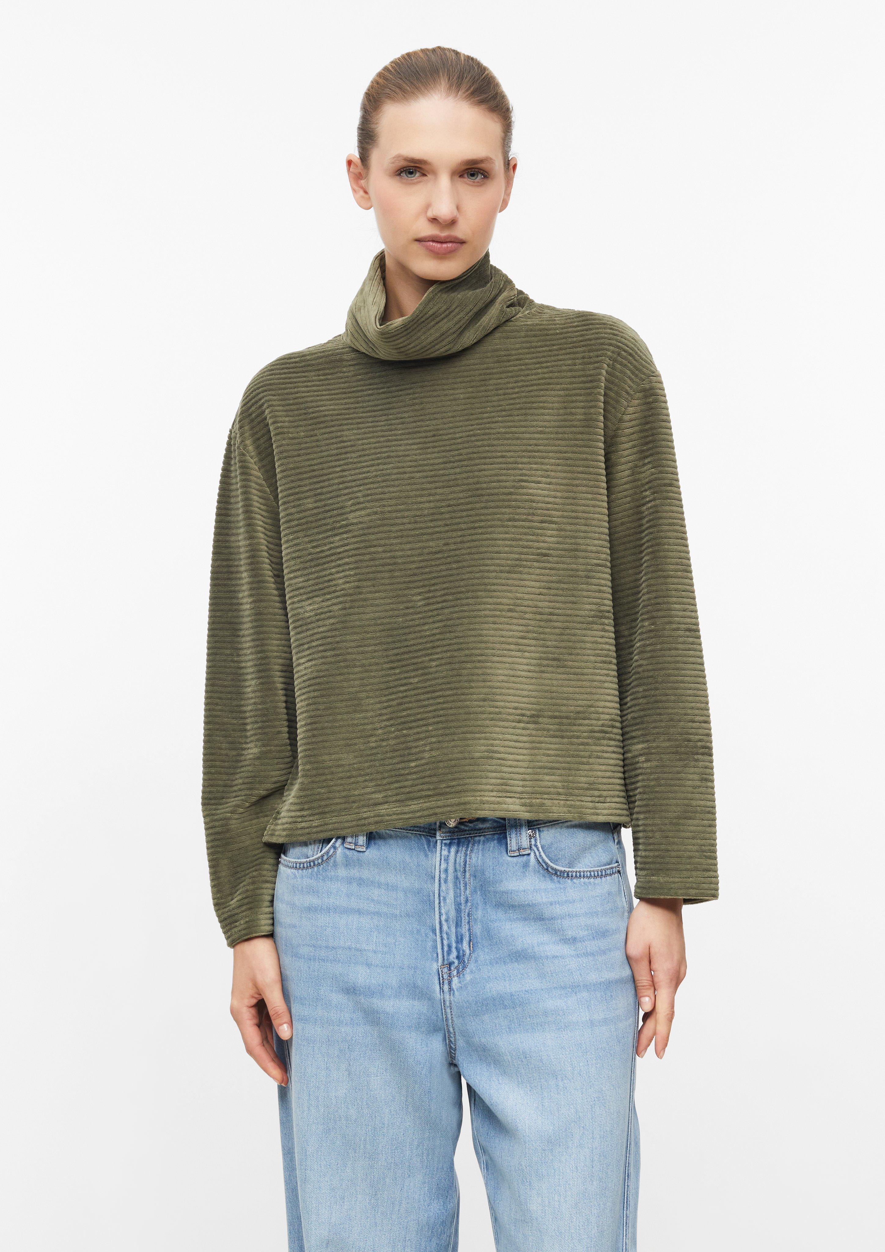 Soepelvallend sweatshirt van corduroy-jersey in olijfgroen van s.Oliver