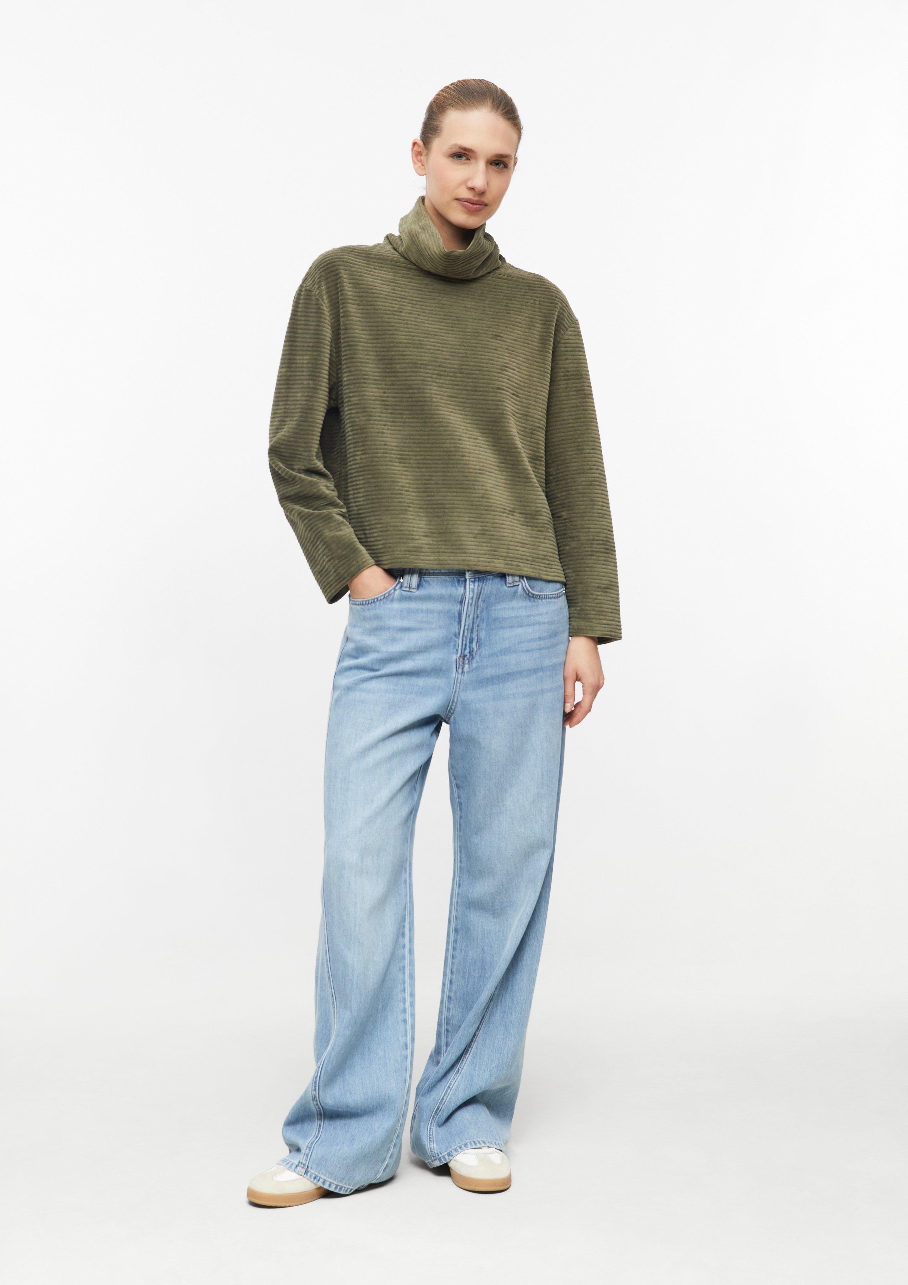 Women Flowy corduroy jersey sweatshirt in olive by s.Oliver