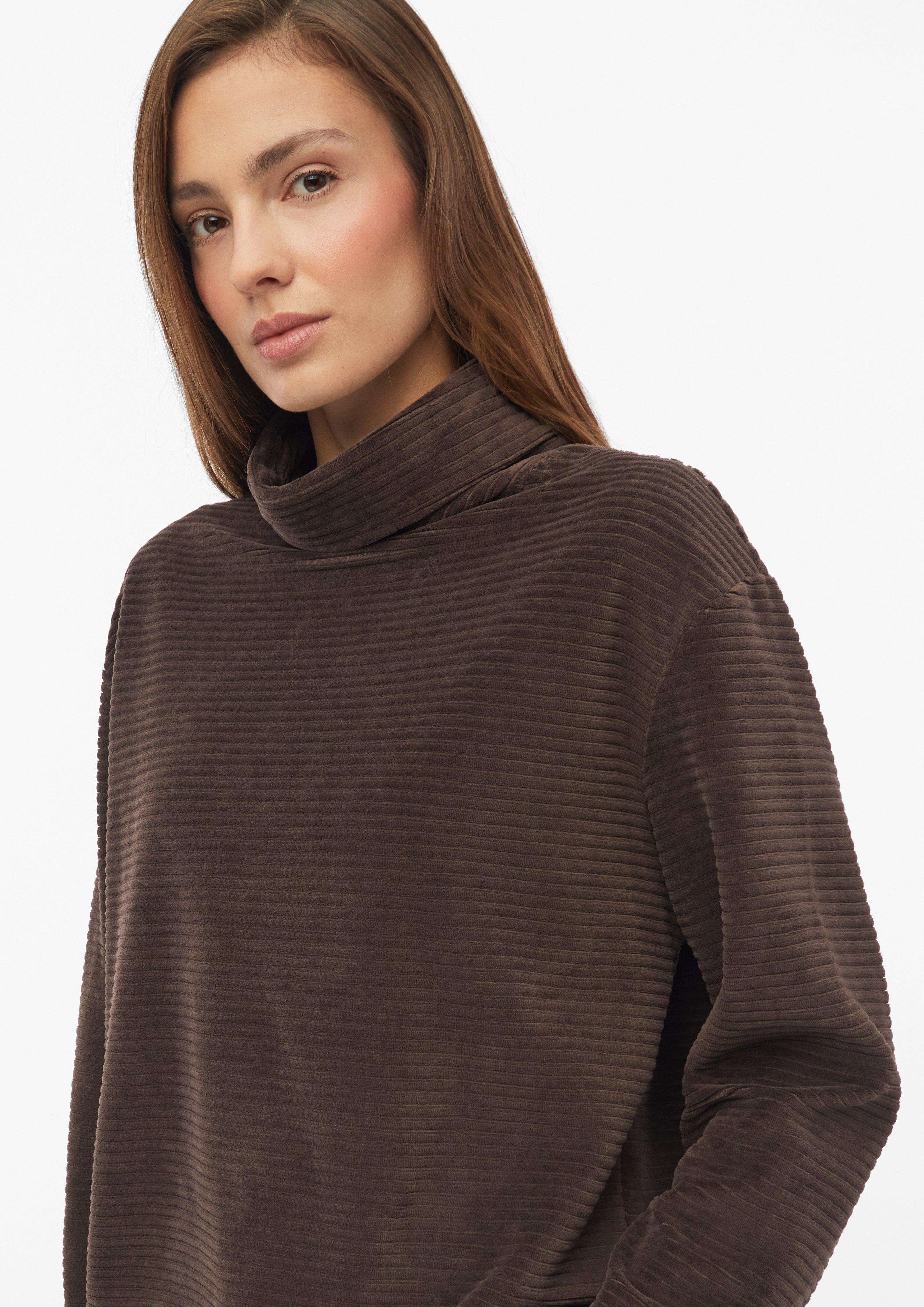 Women Flowy corduroy jersey sweatshirt in brown by s.Oliver