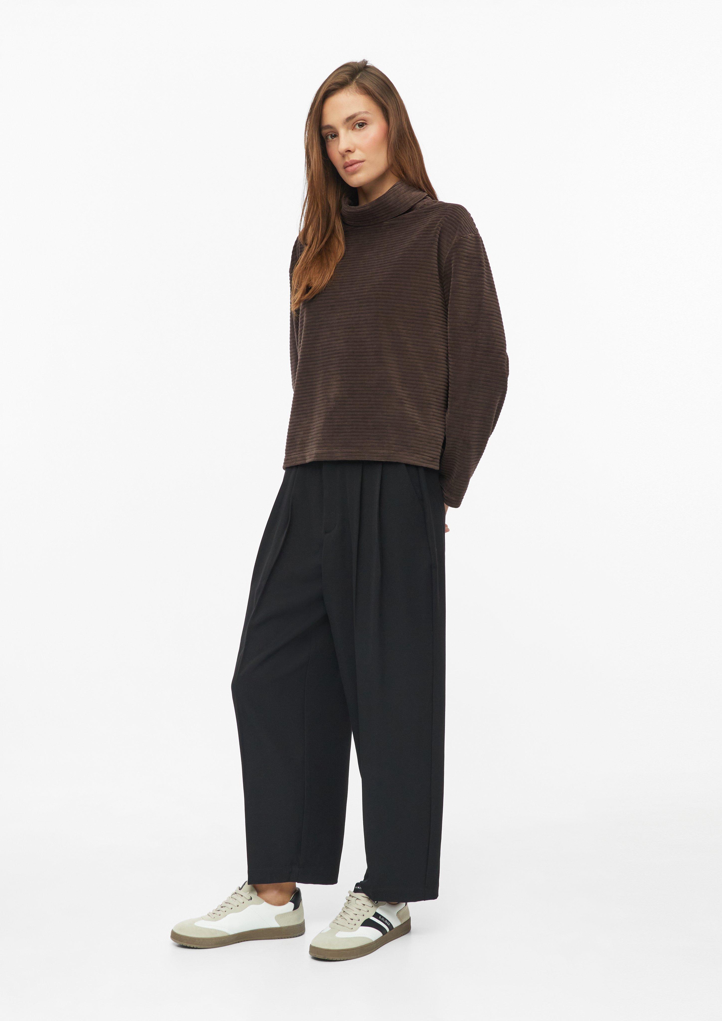 Women Flowy corduroy jersey sweatshirt in brown by s.Oliver