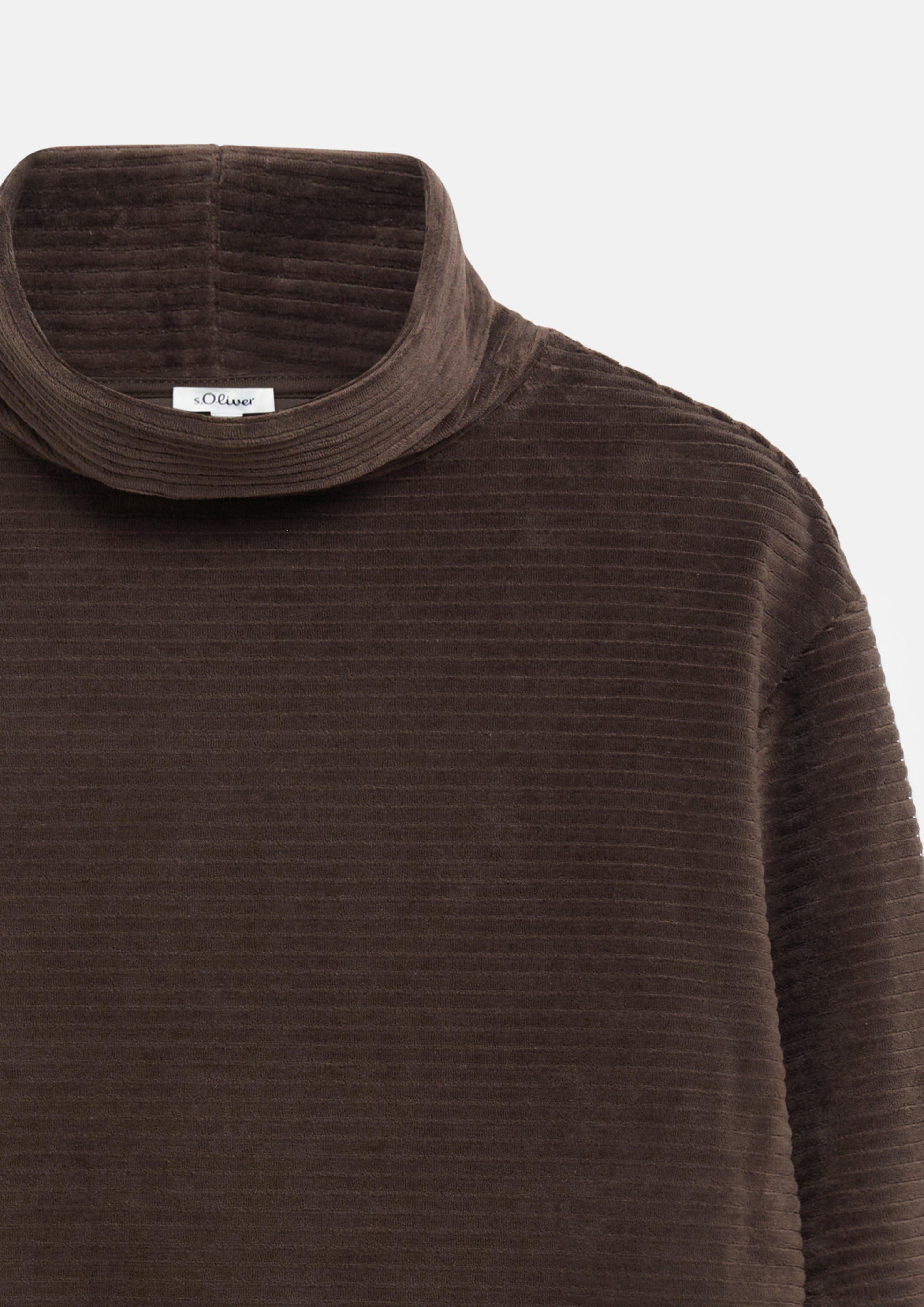 Women Flowy corduroy jersey sweatshirt in brown by s.Oliver