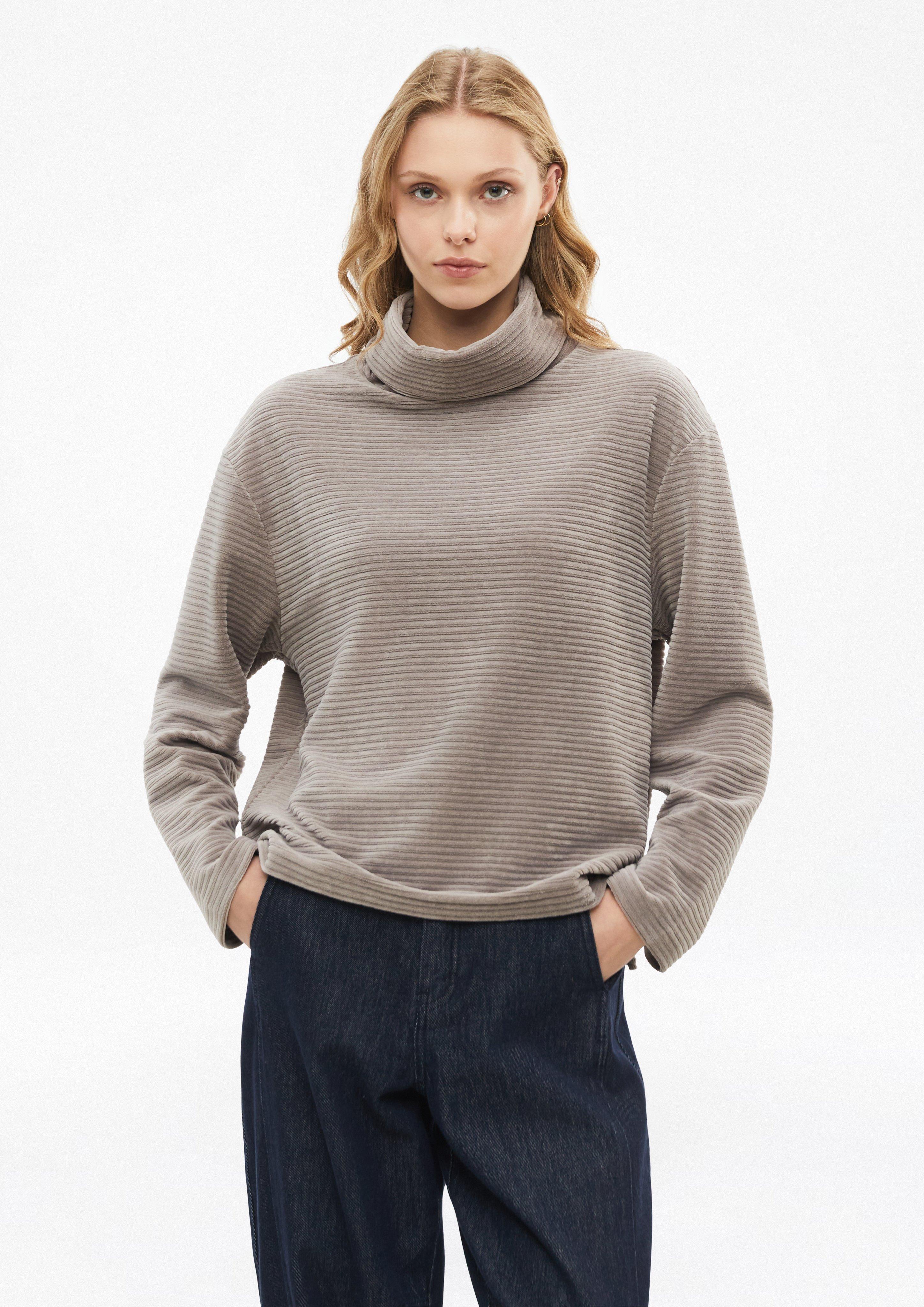 Fließendes Sweatshirt aus Cord-Jersey in Farbe braun von s.Oliver