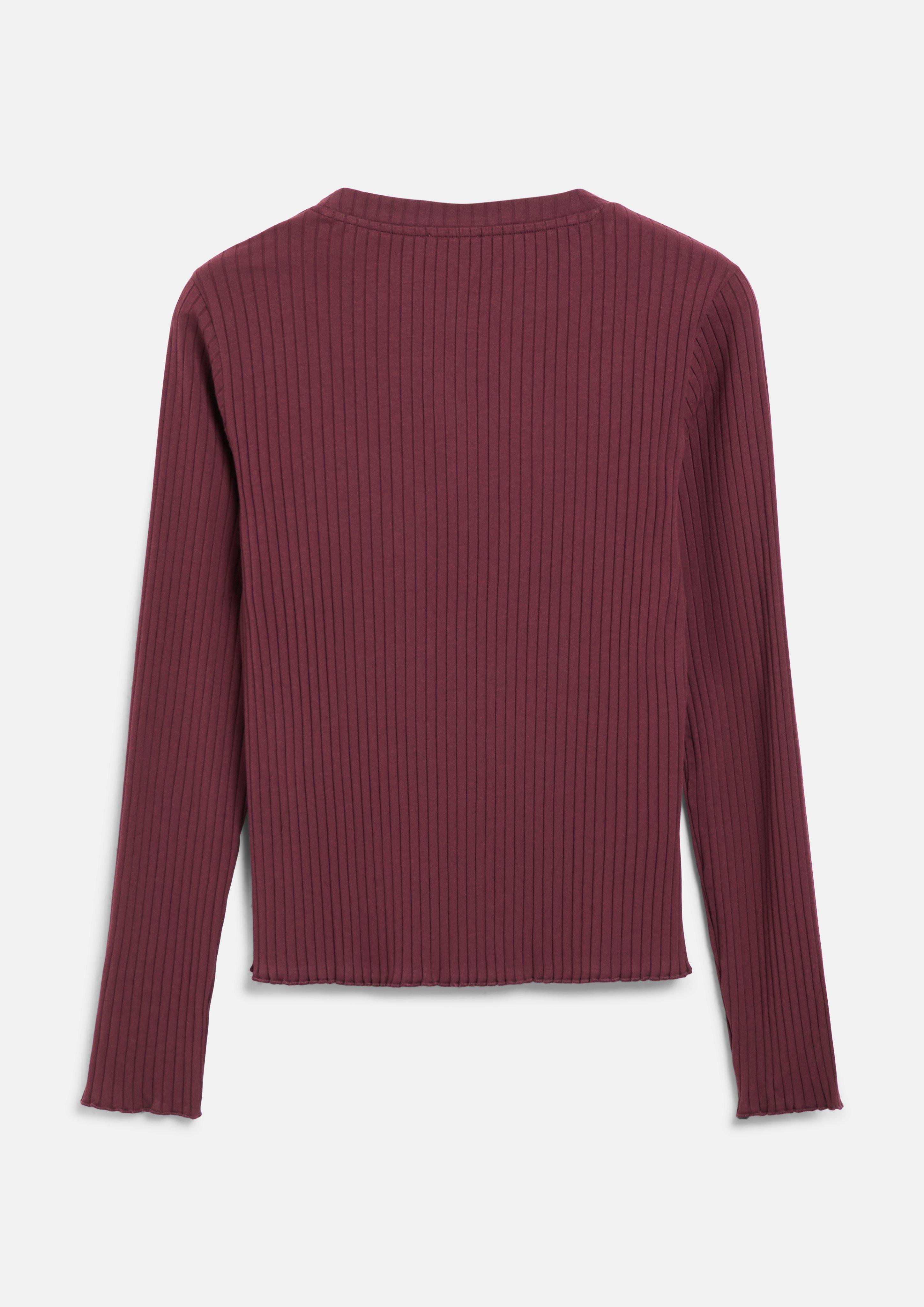 Femmes T-shirt côtelé à la coupe ajustée en rouge de s.Oliver