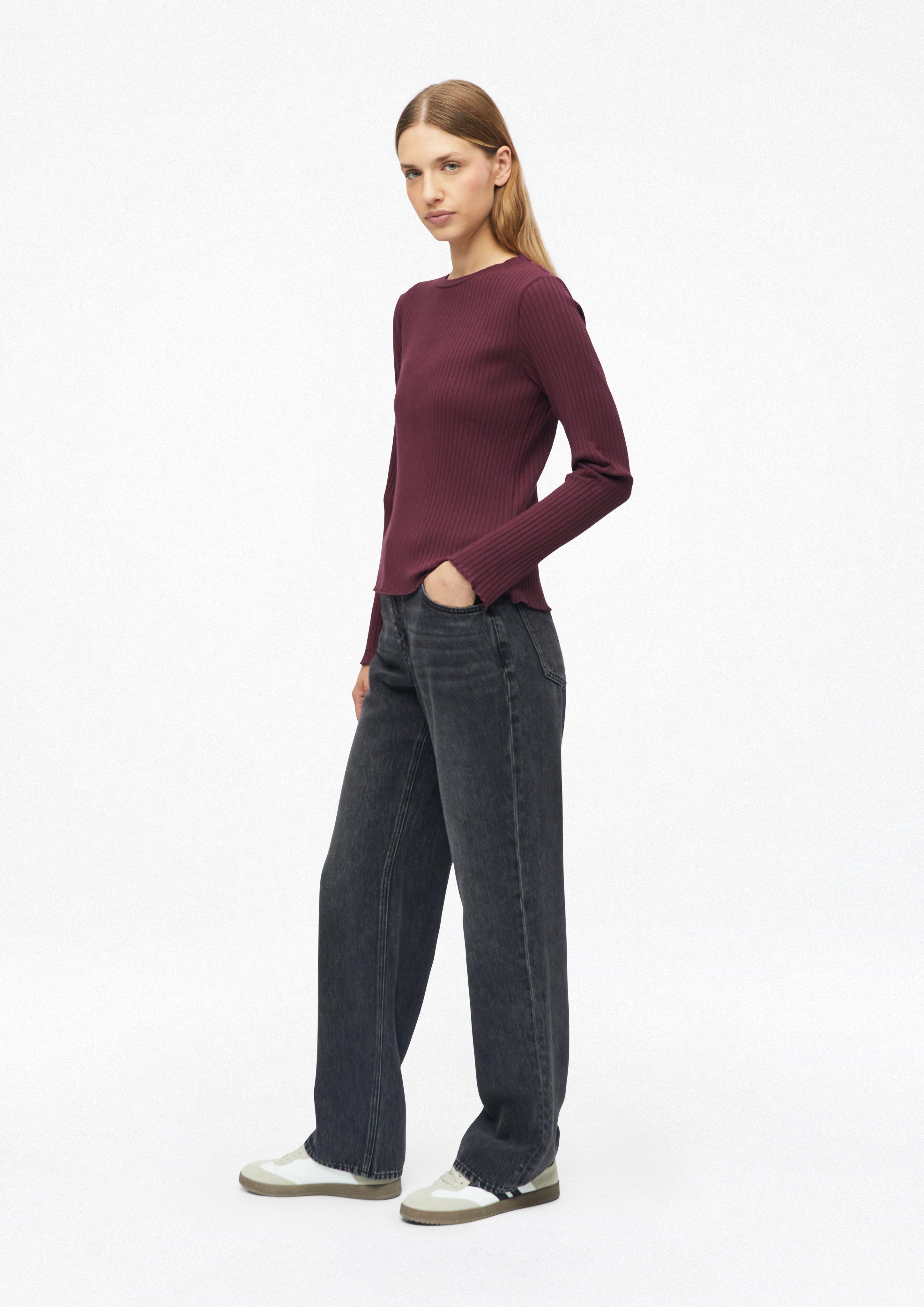 Damen Geripptes T-Shirt im Slim Fit in rot von s.Oliver
