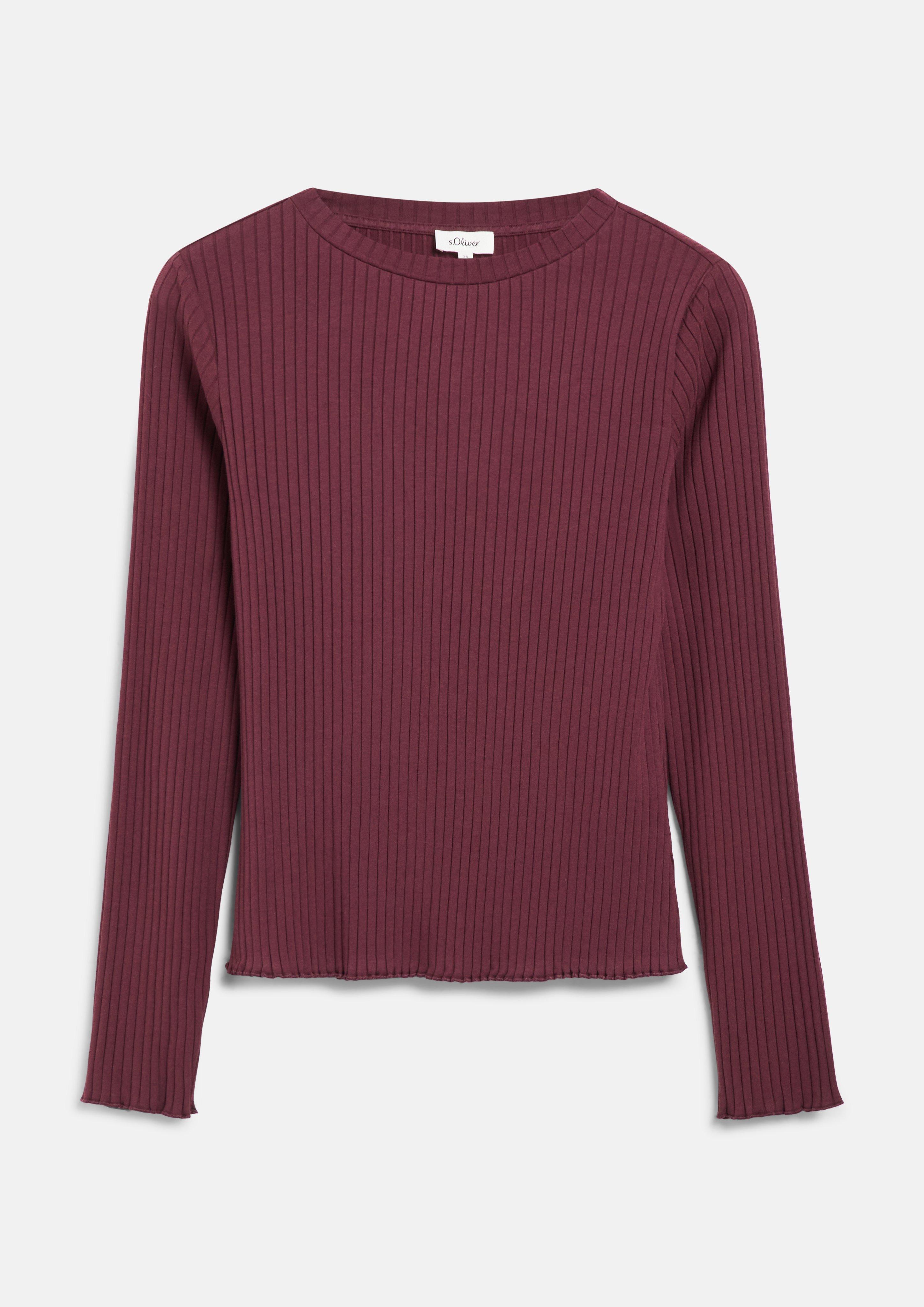 Femmes T-shirt côtelé à la coupe ajustée en rouge de s.Oliver