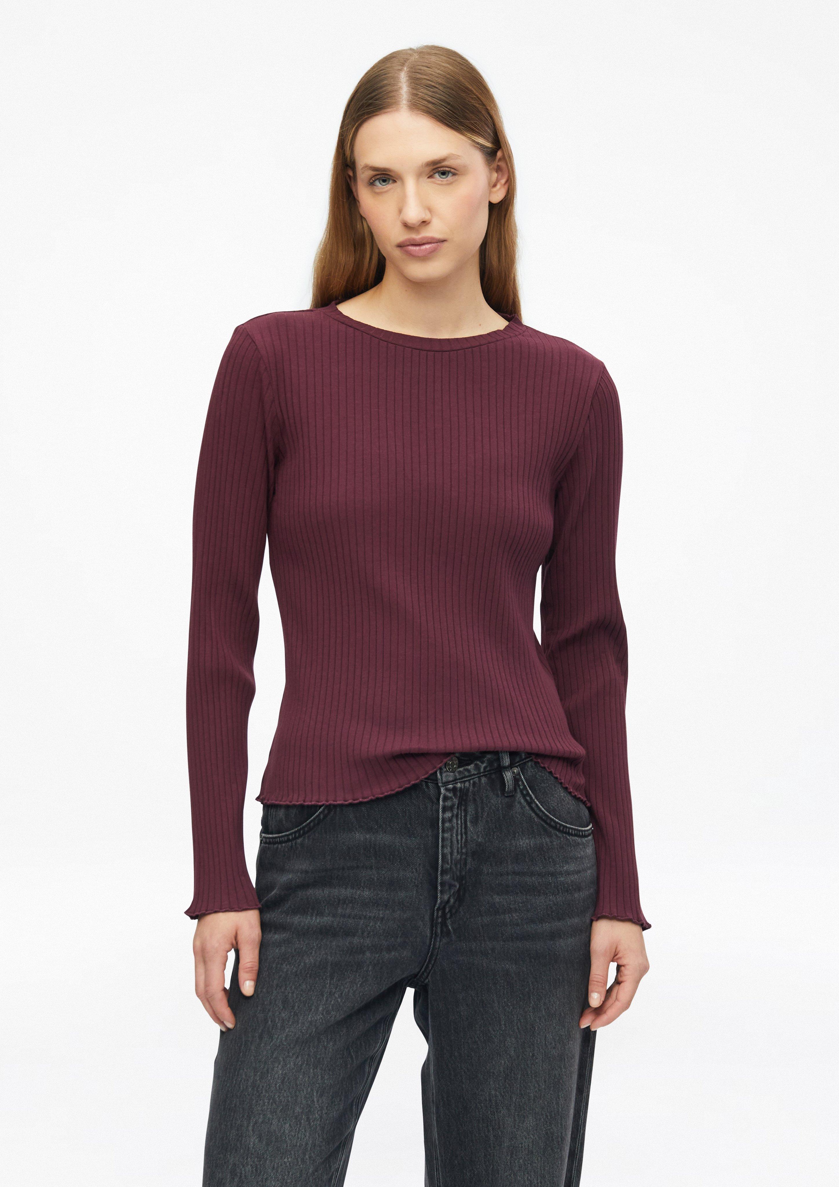 Rebrované tričko Slim Fit vo farbe bordová od s.Oliver