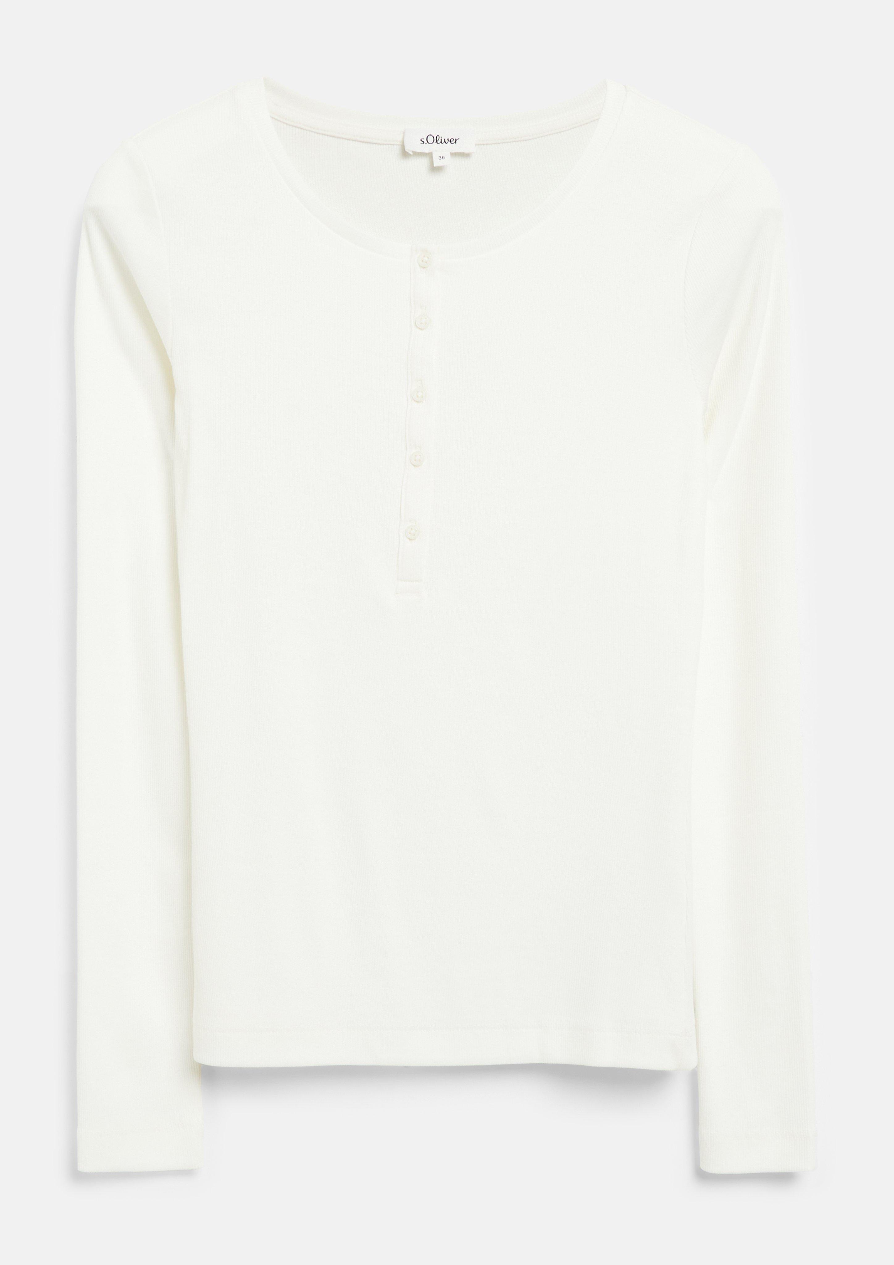Damen Geripptes Henley-Shirt in creme von s.Oliver