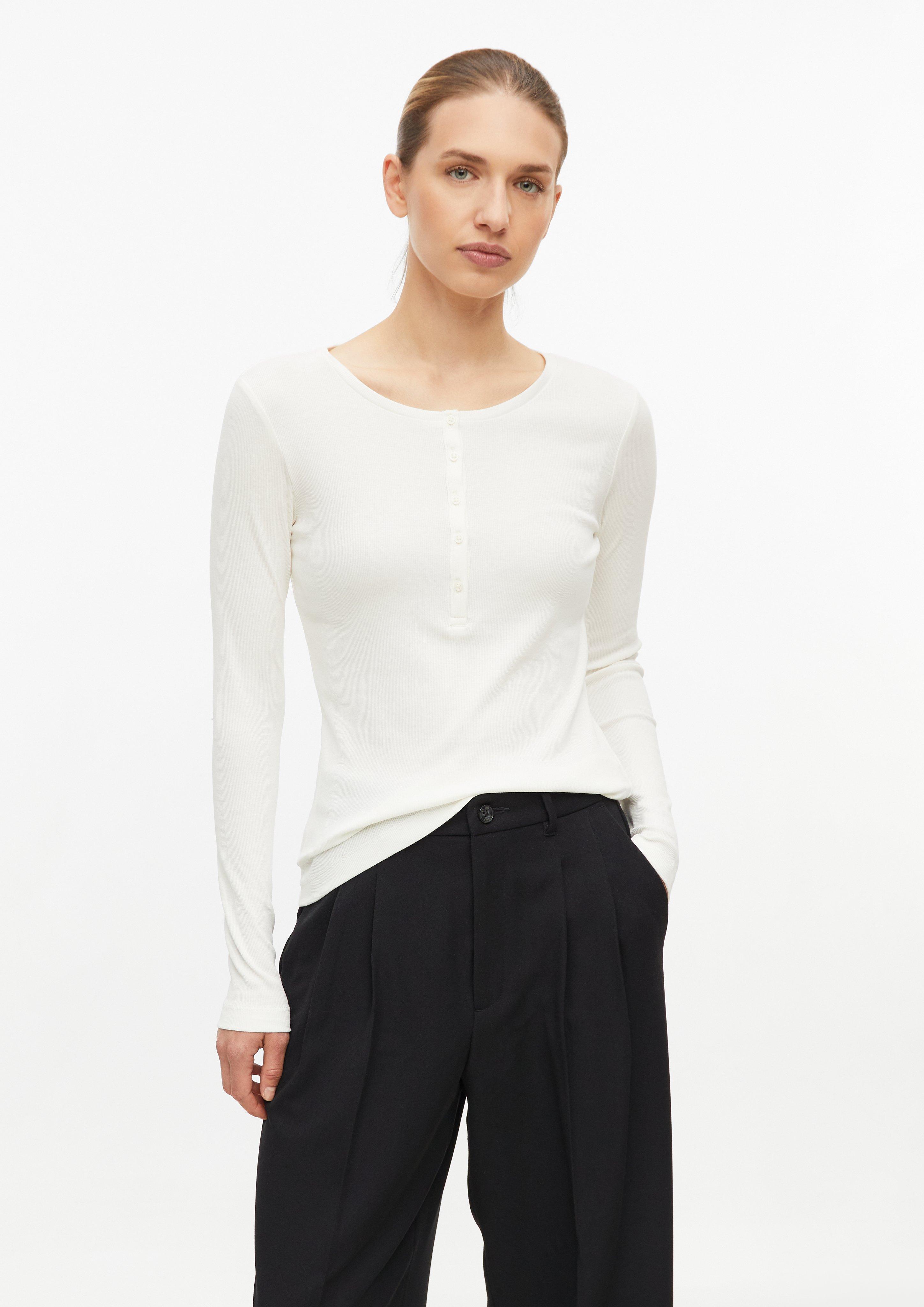 Ribbed Henley Shirt in cream by s.Oliver