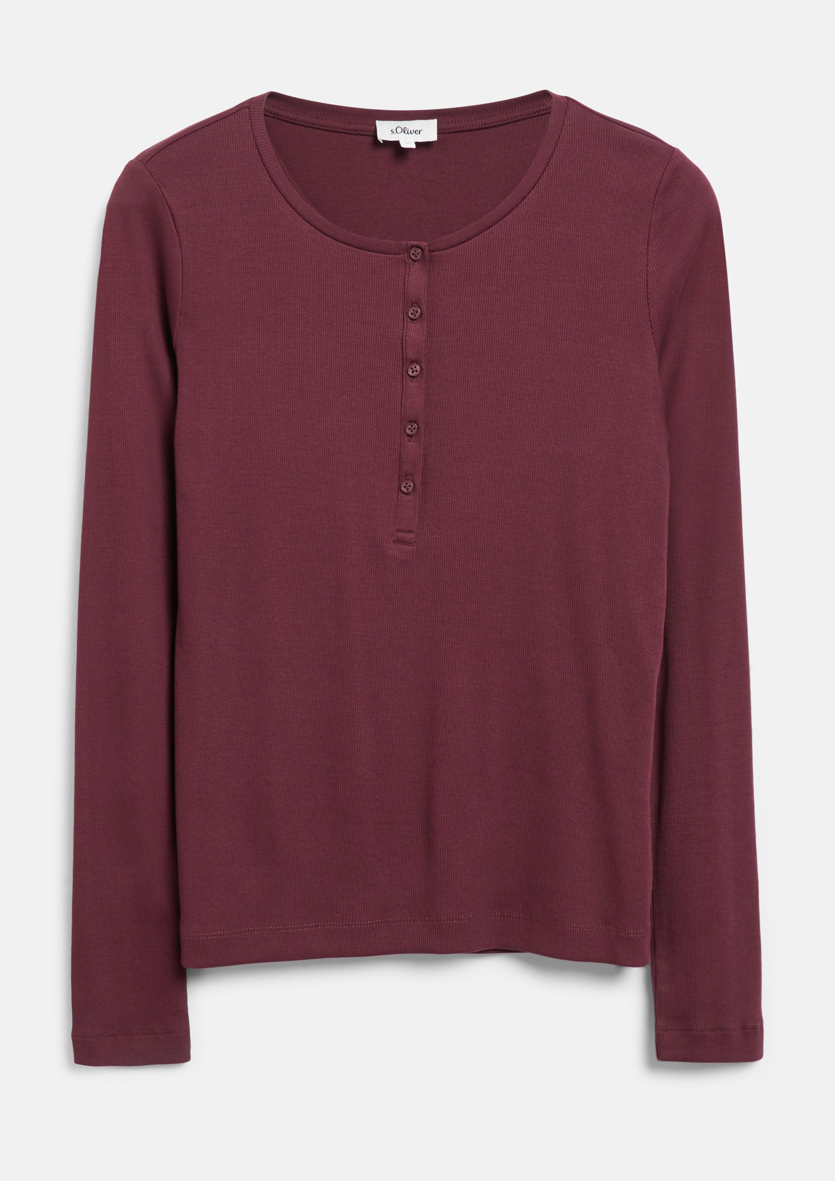 Damen Geripptes Henley-Shirt in rot von s.Oliver