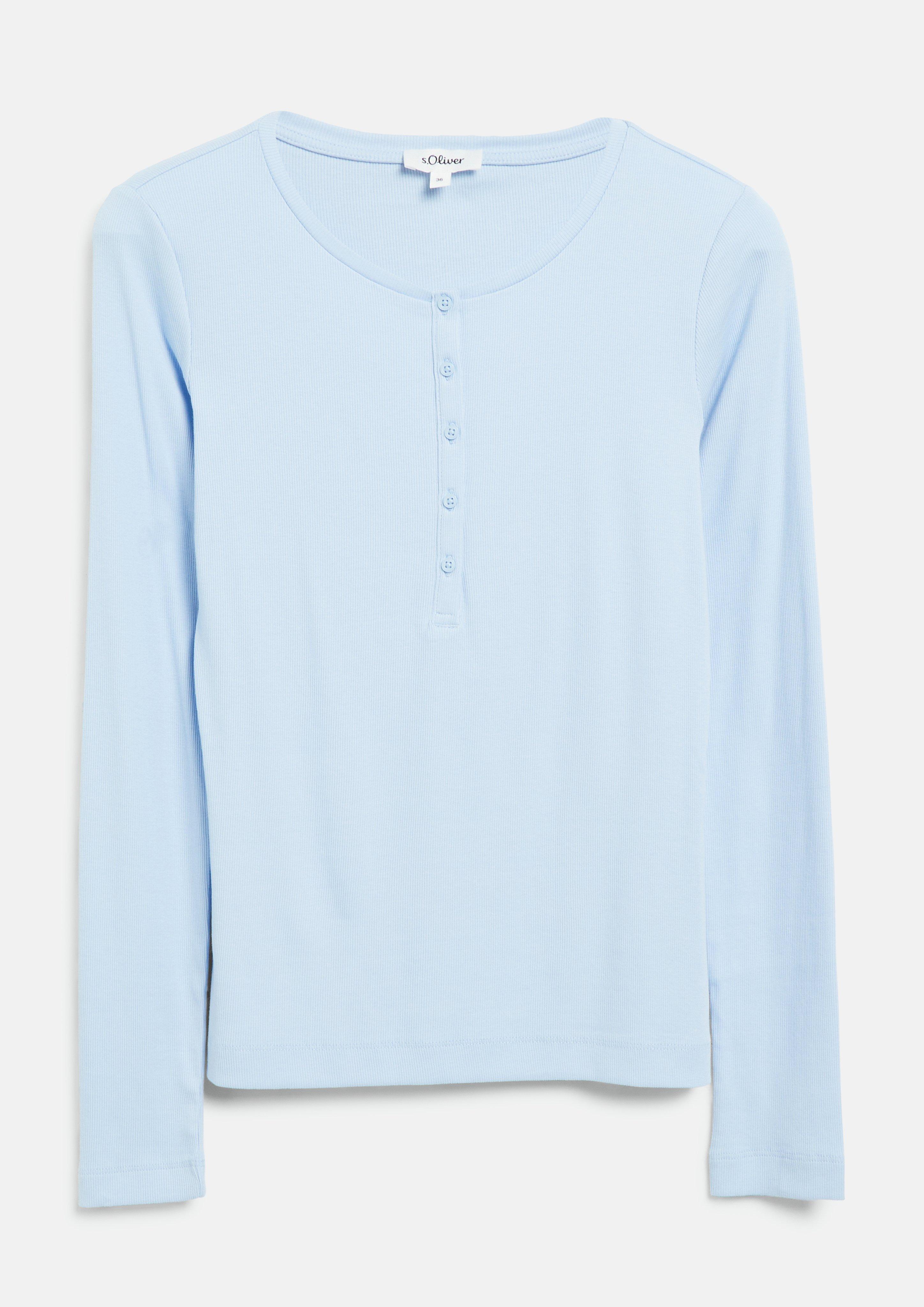 Damen Geripptes Henley-Shirt in blau von s.Oliver