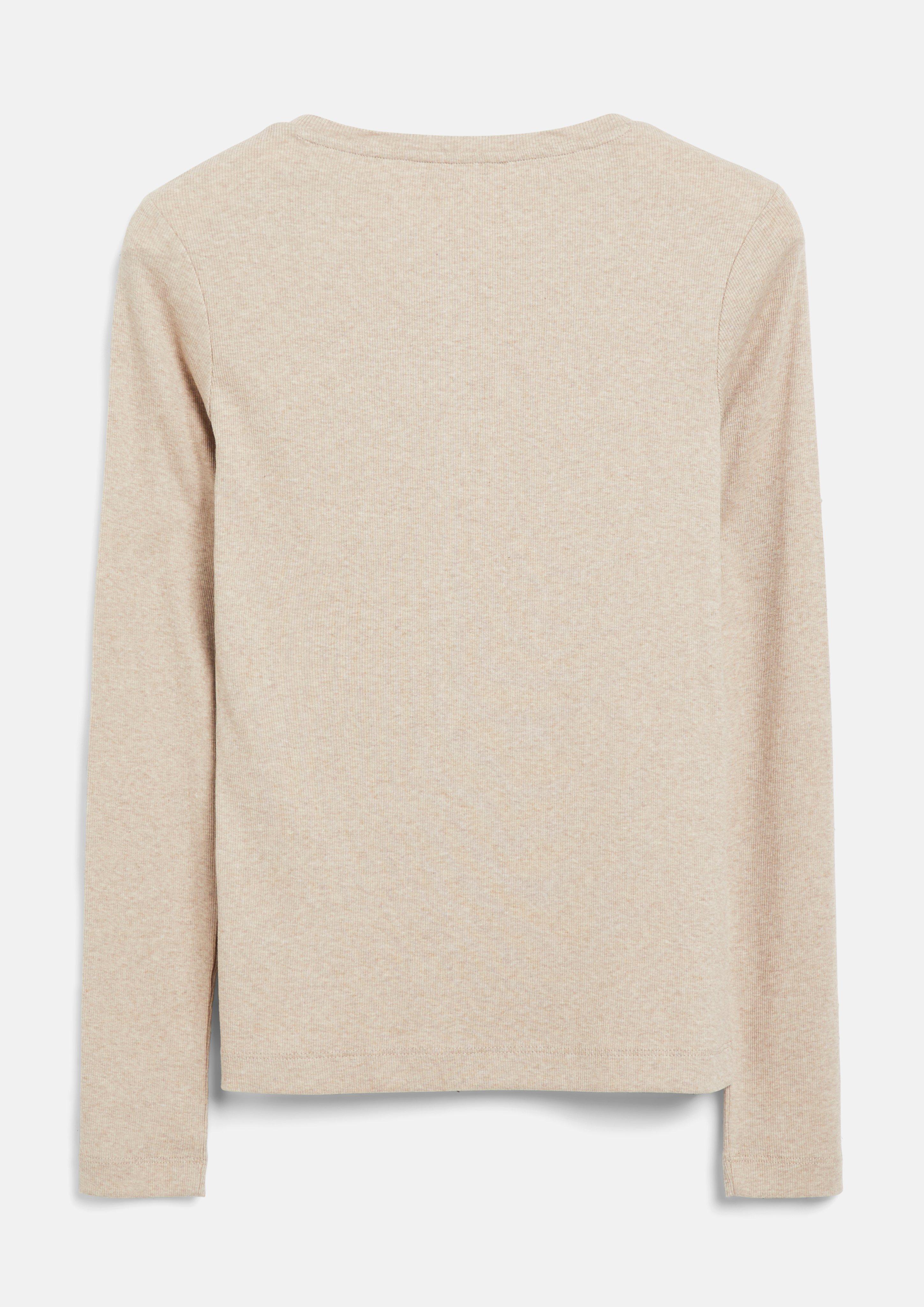Damen Geripptes Henley-Shirt in braun von s.Oliver