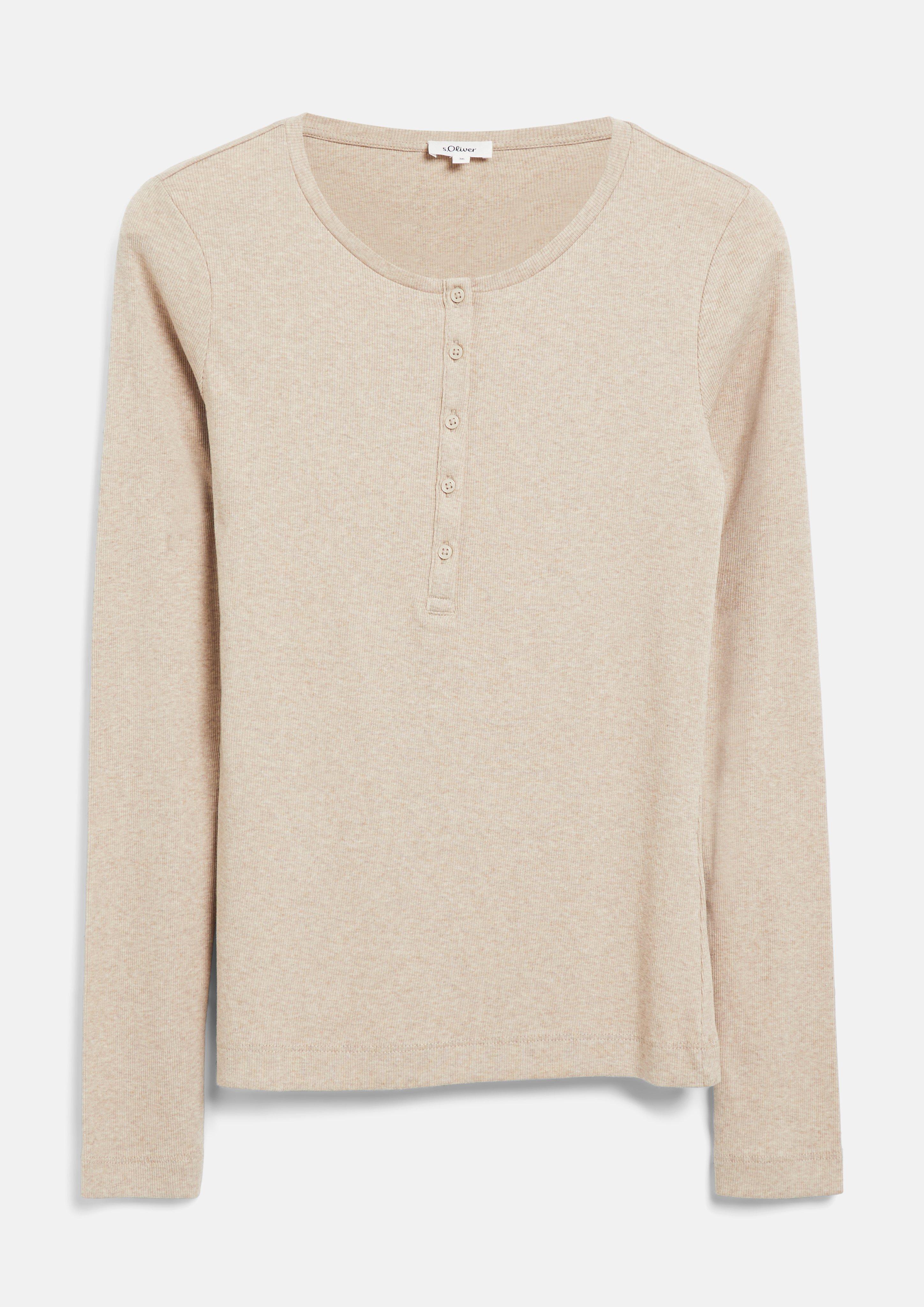 Damen Geripptes Henley-Shirt in braun von s.Oliver