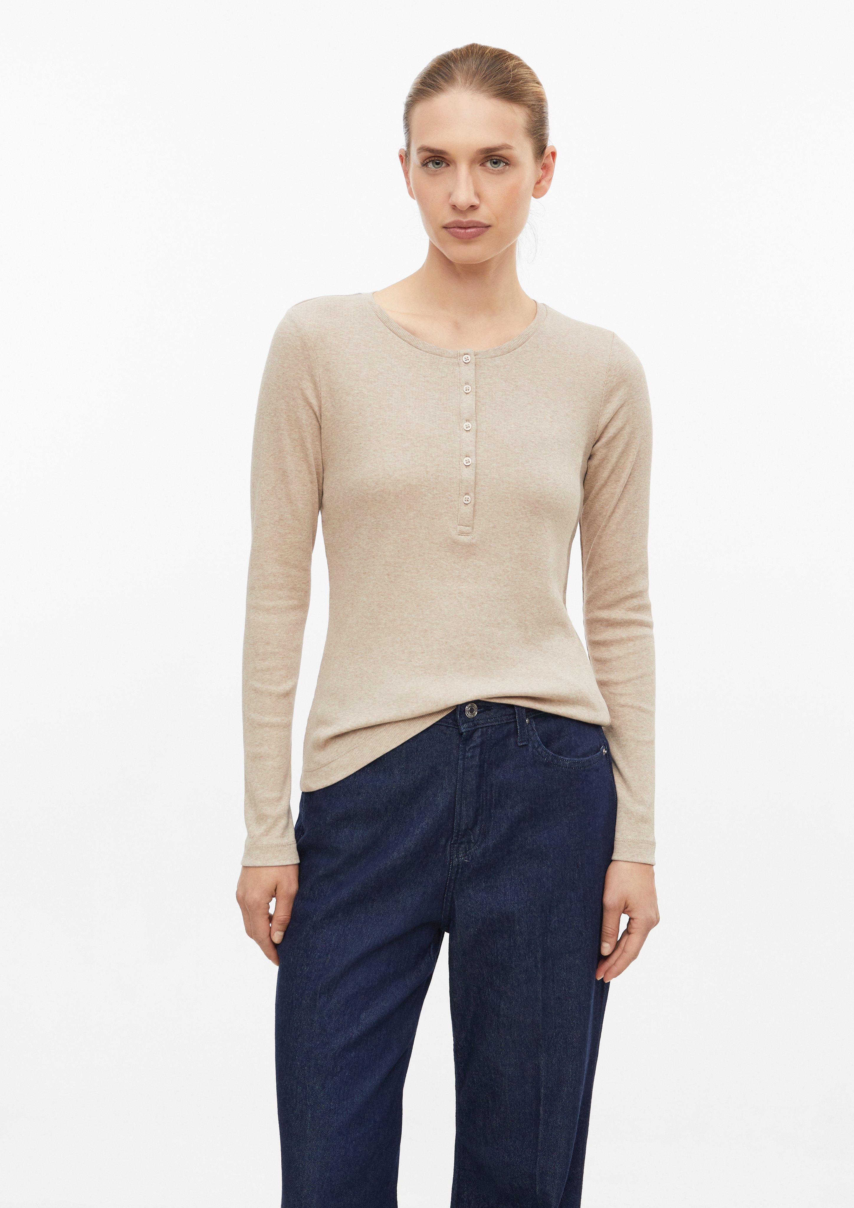 Ribbed Henley Shirt in light brown by s.Oliver