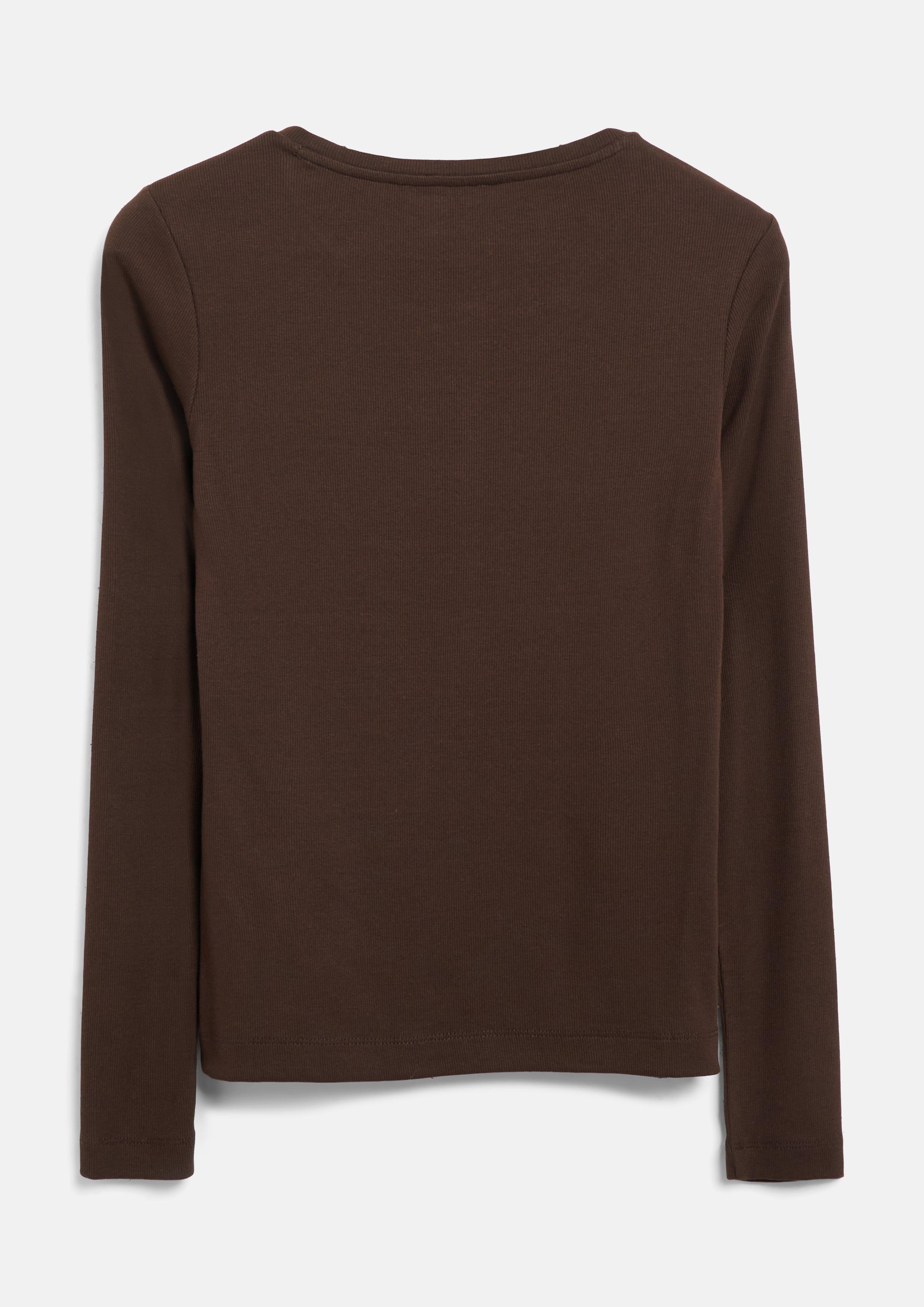 Damen Geripptes Henley-Shirt in braun von s.Oliver