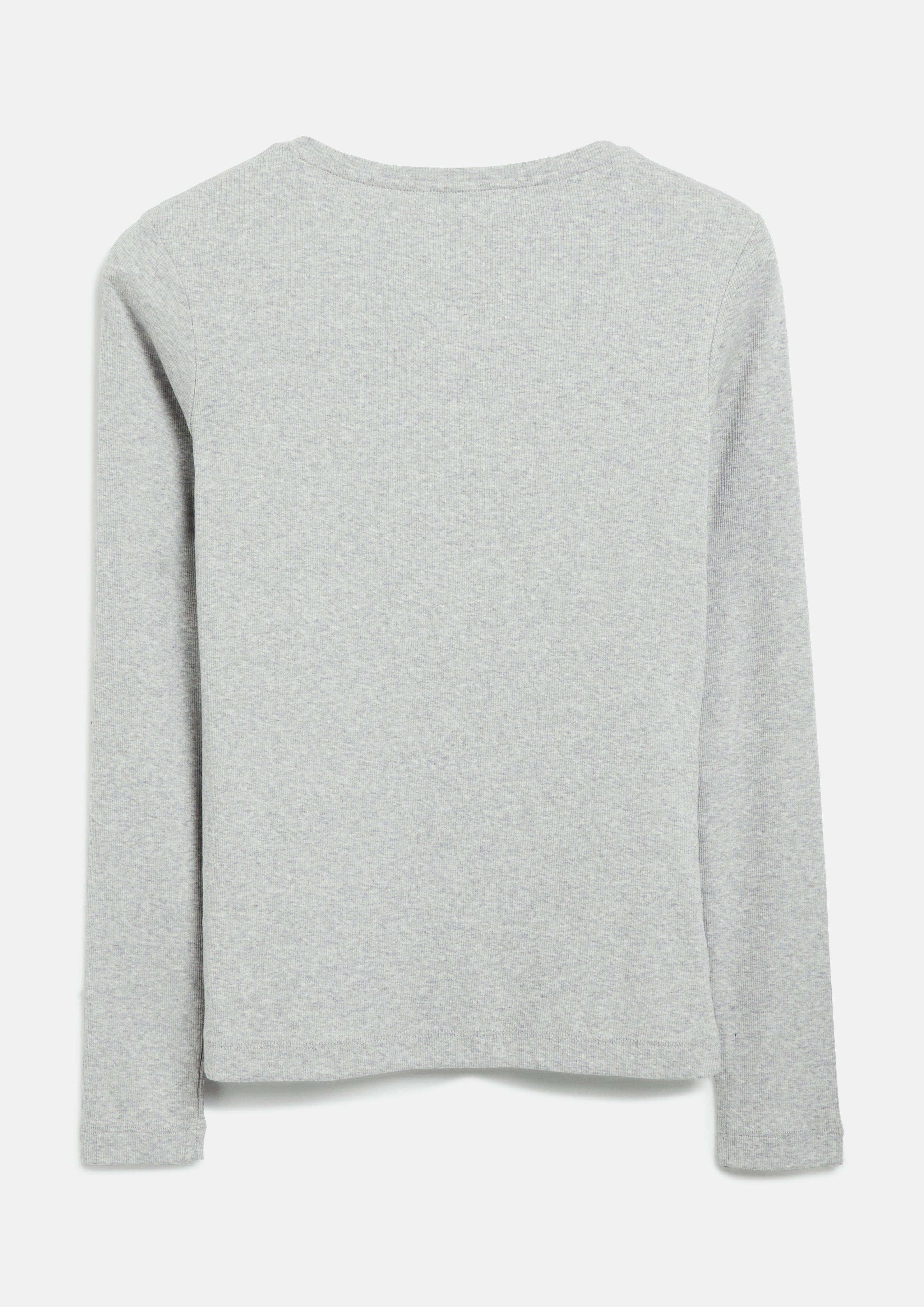 Damen Geripptes Henley-Shirt in grau von s.Oliver
