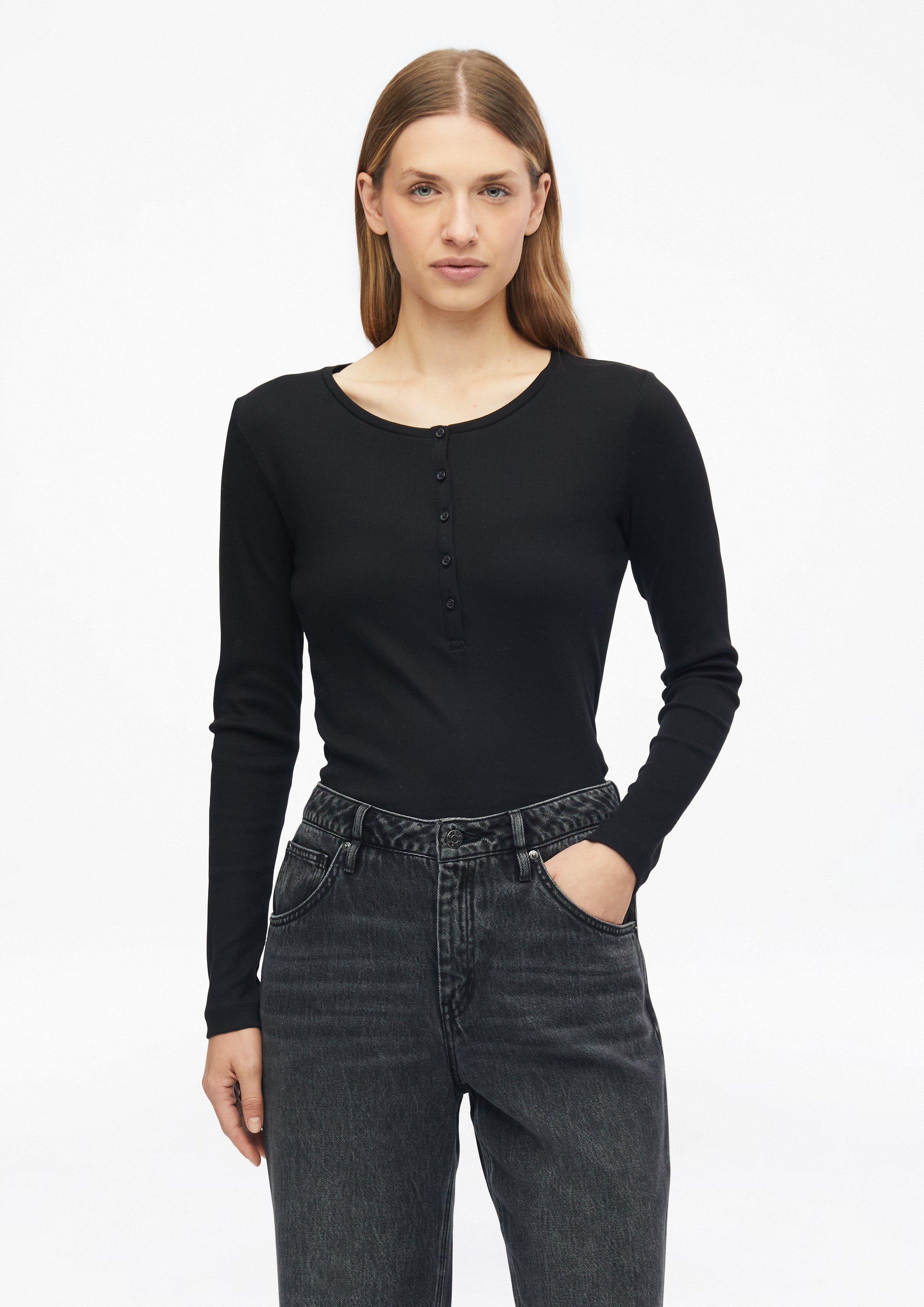 Prążkowana koszulka henley w kolorze czarny od s.Oliver
