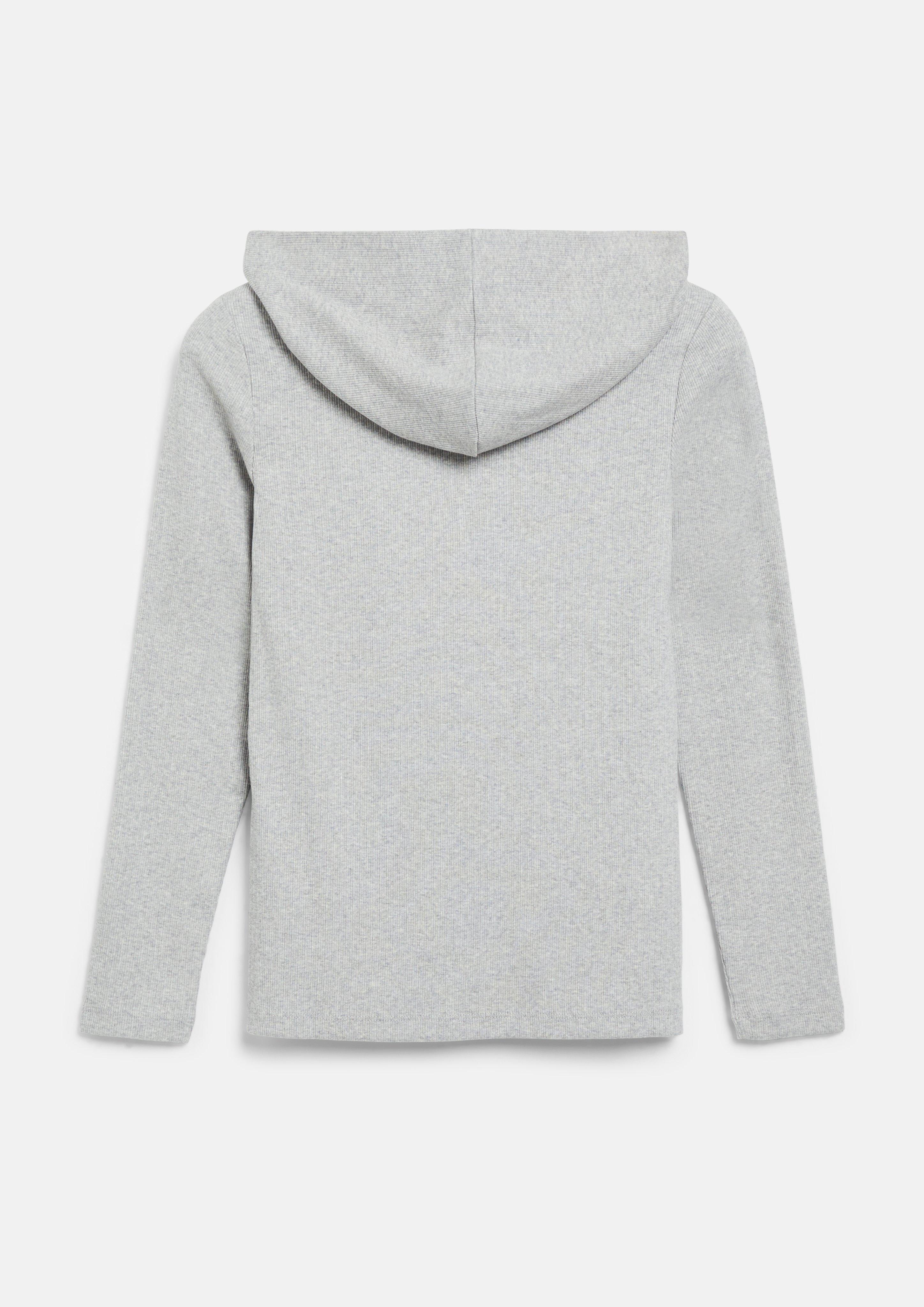 Damen Geripptes T-Shirt im Slim Fit mit Kapuze in grau von s.Oliver